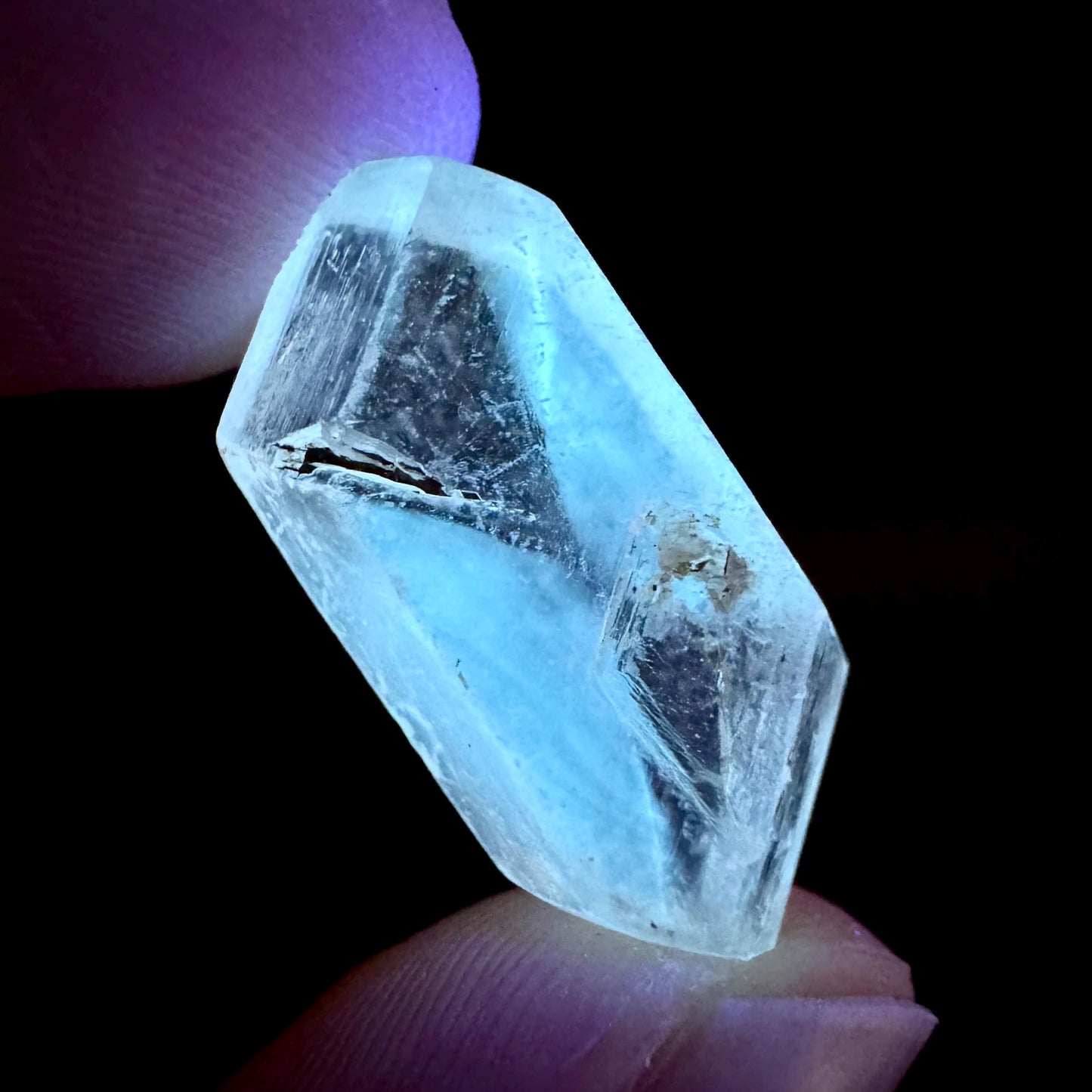 Hourglass Selenite | Phosphorescent UV Reactive Gypsum Crystal from Canada