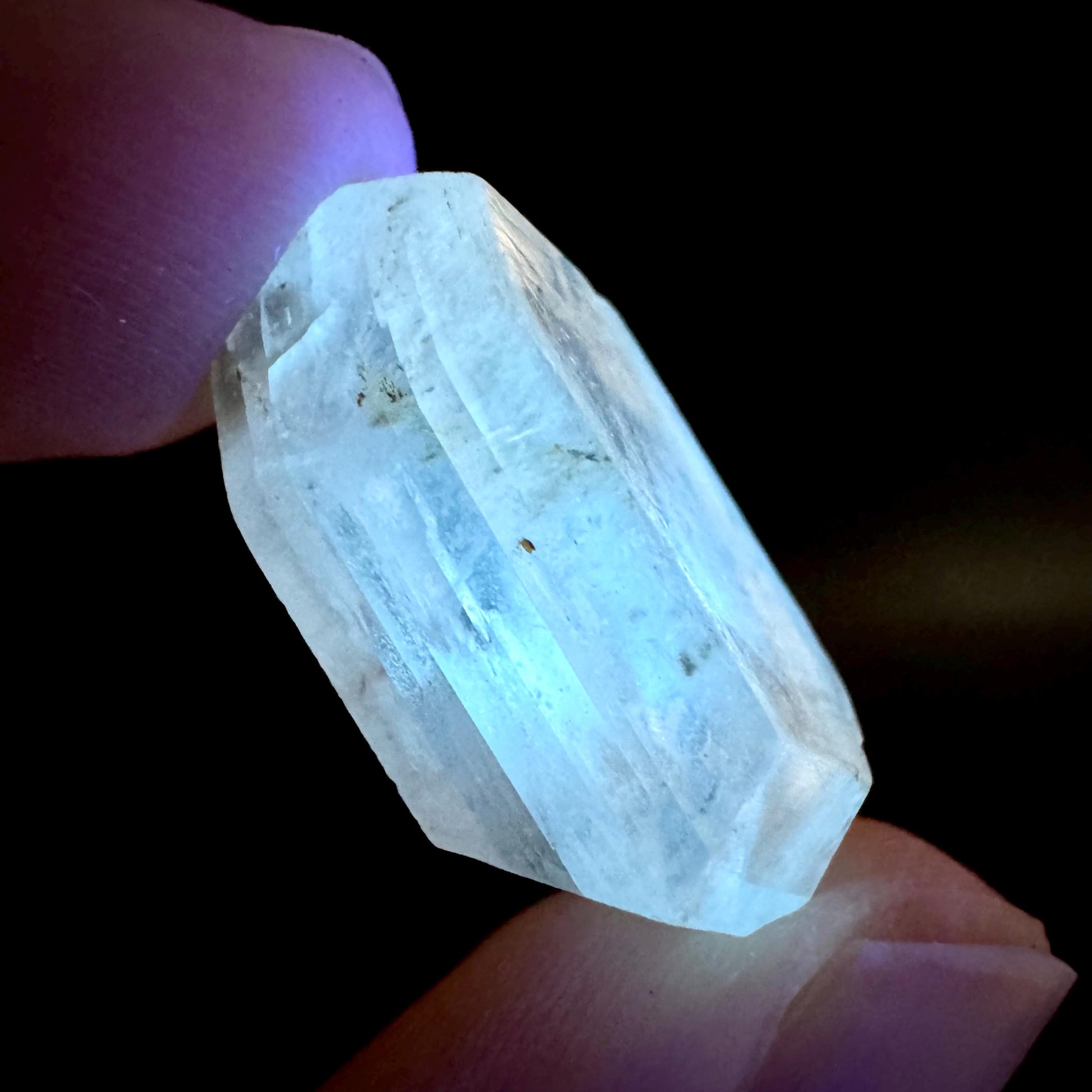 Hourglass Selenite | Phosphorescent UV Reactive Gypsum Crystal from Canada