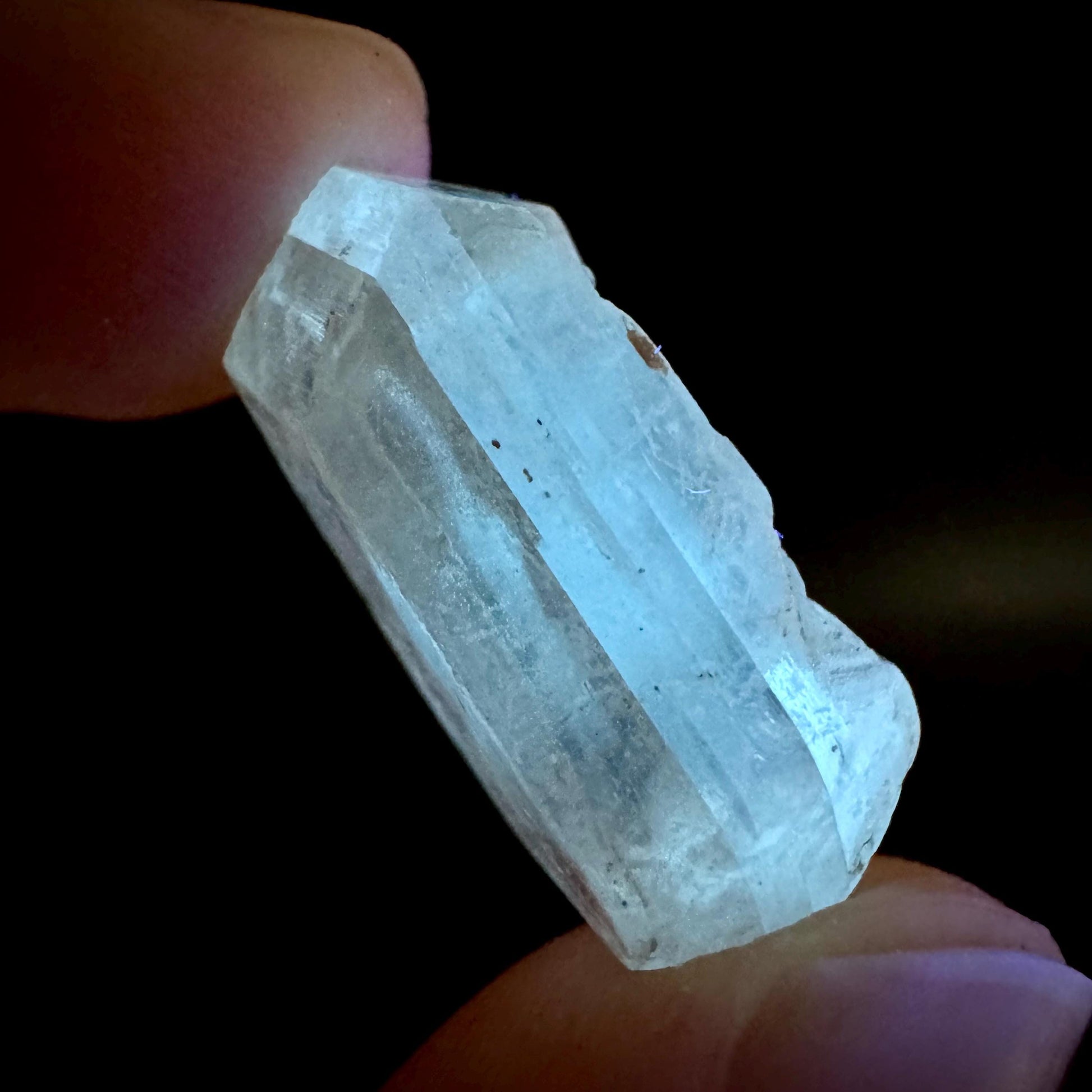 Hourglass Selenite | Phosphorescent UV Reactive Gypsum Crystal from Canada