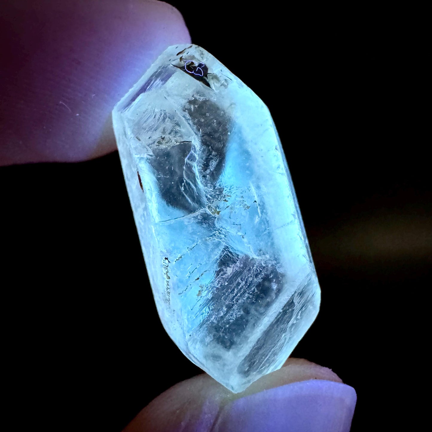 Hourglass Selenite | Phosphorescent UV Reactive Gypsum Crystal from Canada