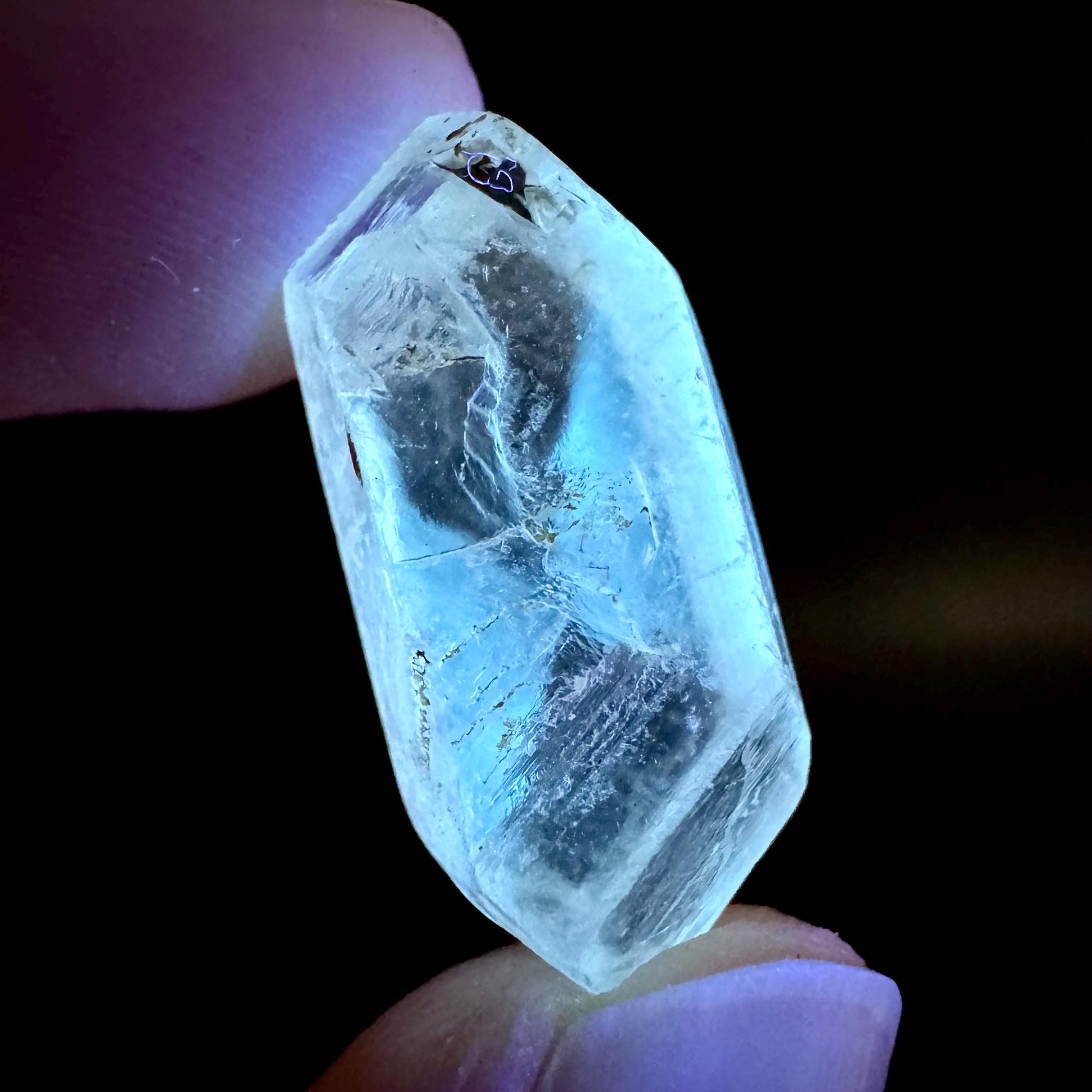 Hourglass Selenite | Phosphorescent UV Reactive Gypsum Crystal from Canada