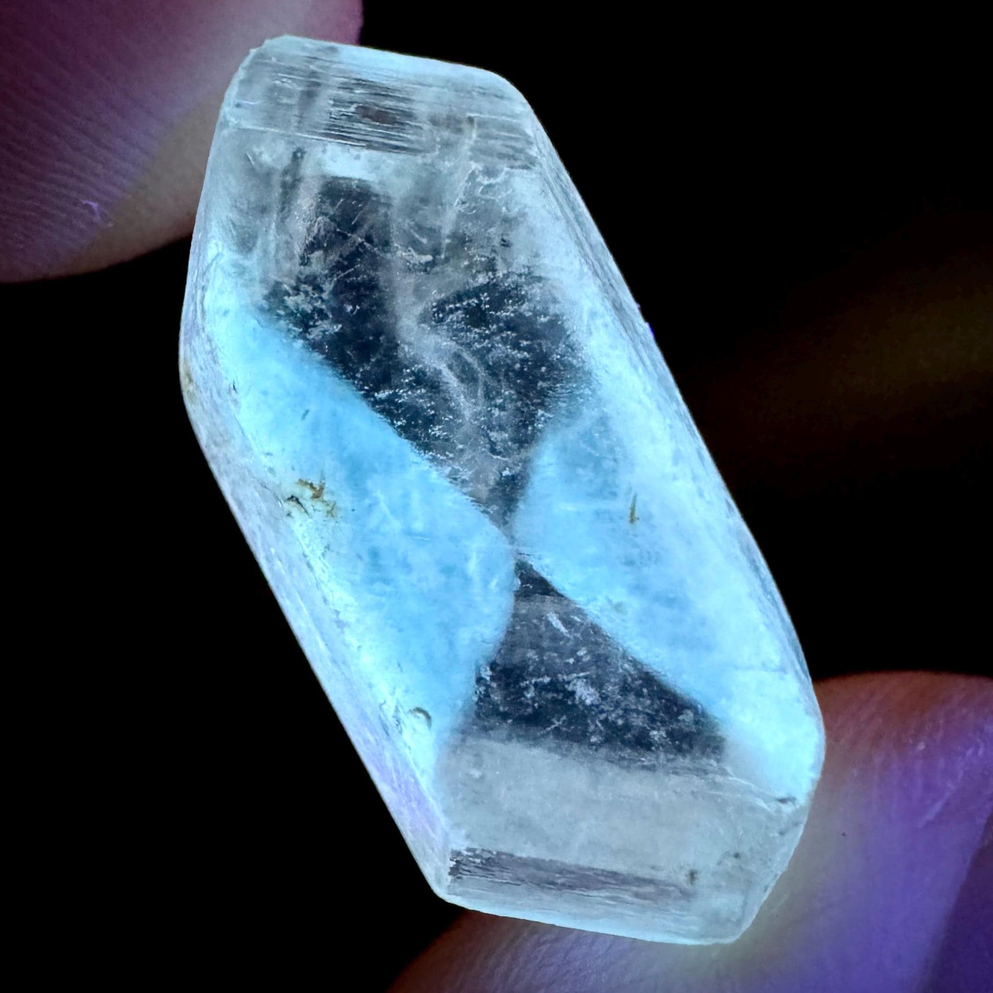 Hourglass Selenite | Phosphorescent UV Reactive Gypsum Crystal from Canada