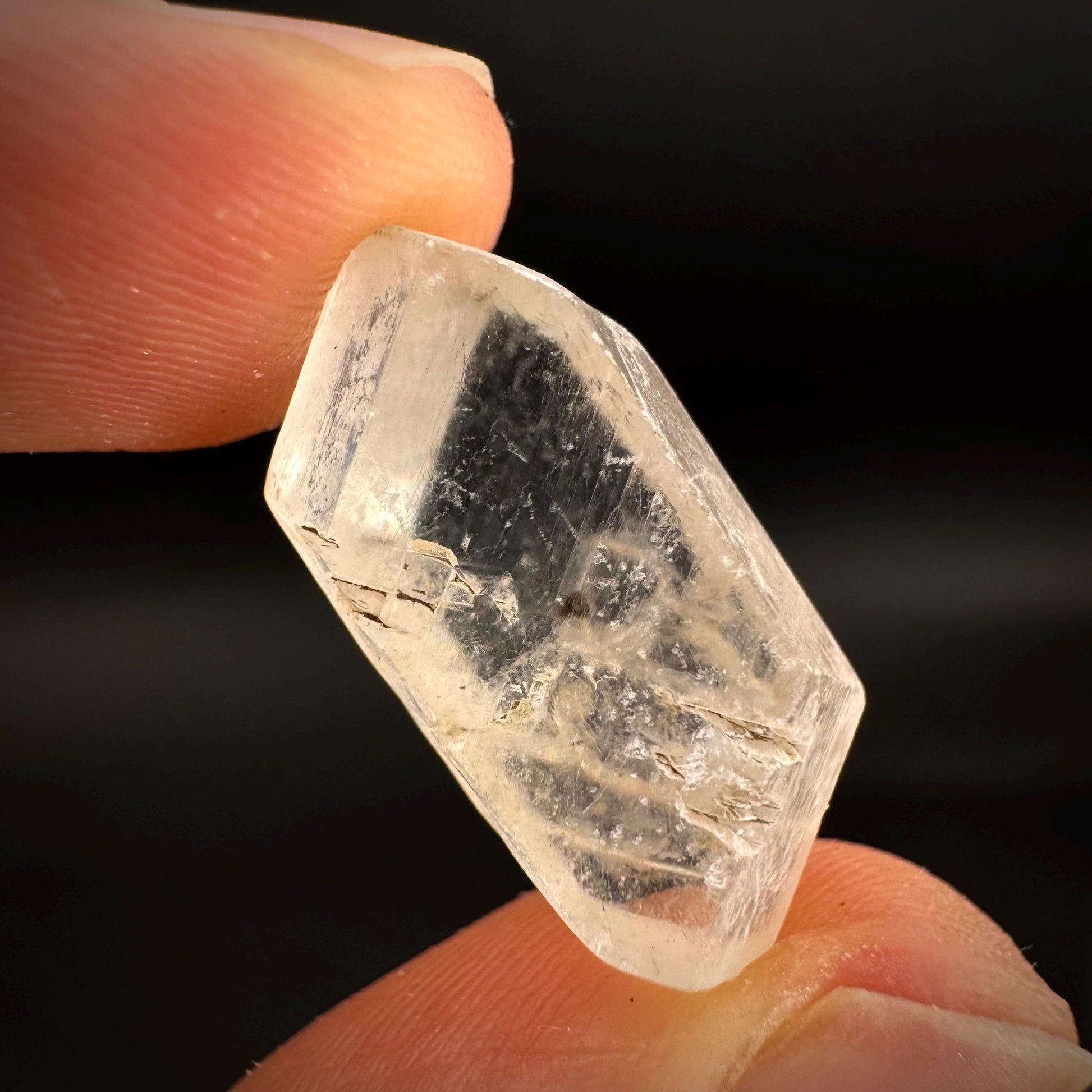 Hourglass Selenite | Phosphorescent UV Reactive Gypsum Crystal from Canada