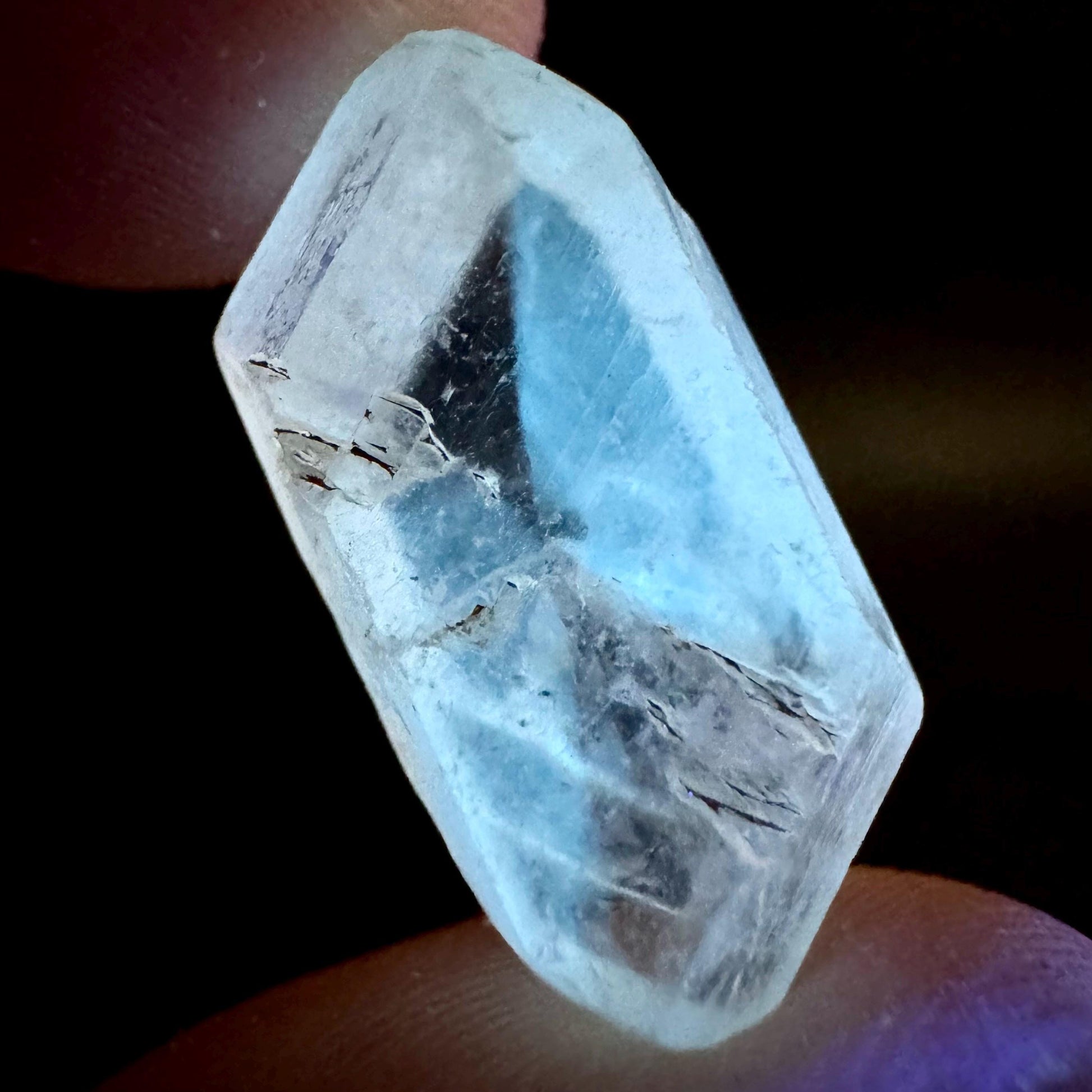Hourglass Selenite | Phosphorescent UV Reactive Gypsum Crystal from Canada
