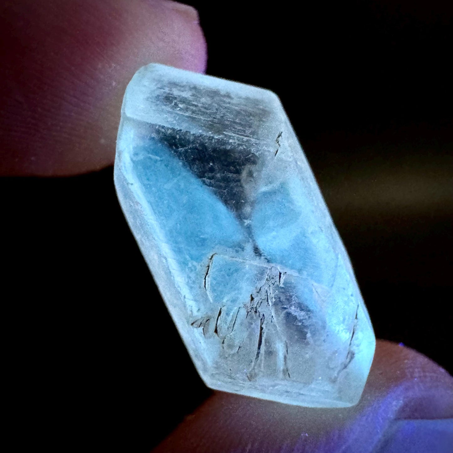Hourglass Selenite | Phosphorescent UV Reactive Gypsum Crystal from Canada