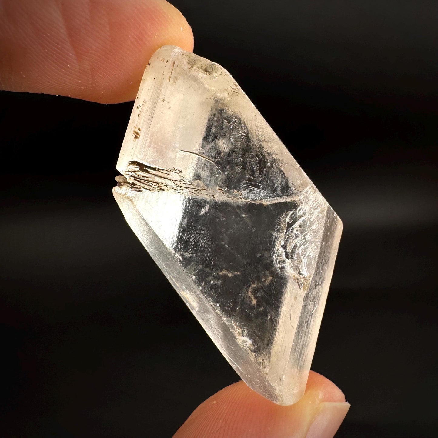Hourglass Selenite | Phosphorescent UV Reactive Gypsum Crystal from Canada