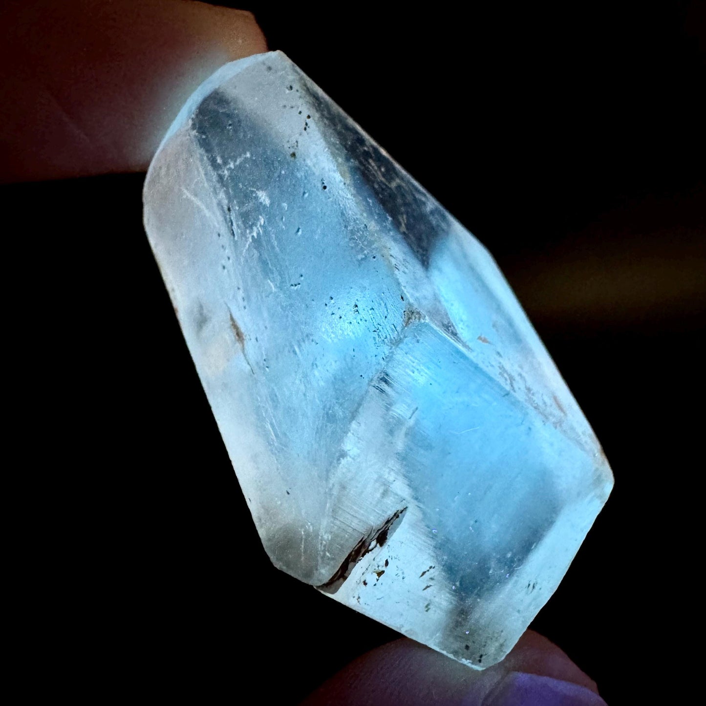 Hourglass Selenite | Phosphorescent UV Reactive Gypsum Crystal from Canada