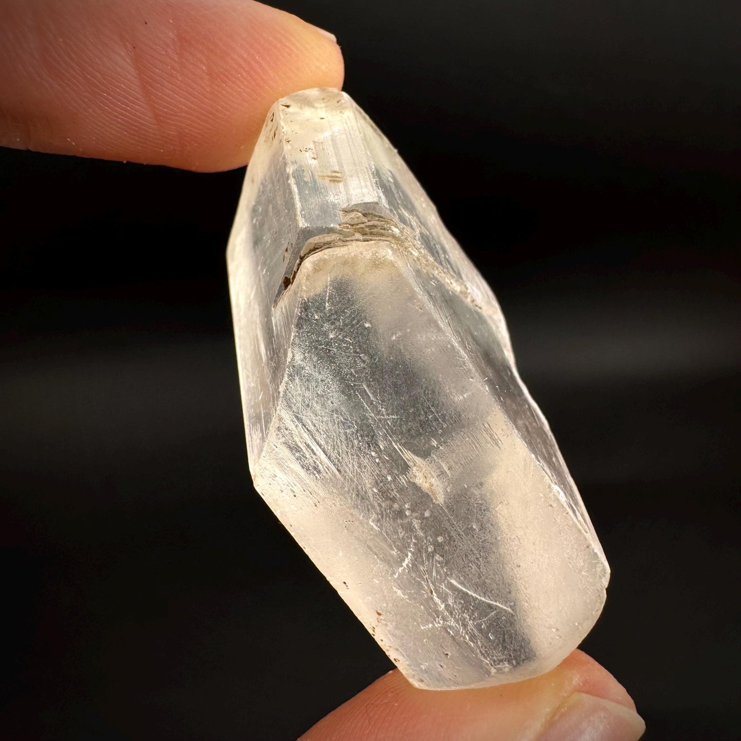 Hourglass Selenite | Phosphorescent UV Reactive Gypsum Crystal from Canada
