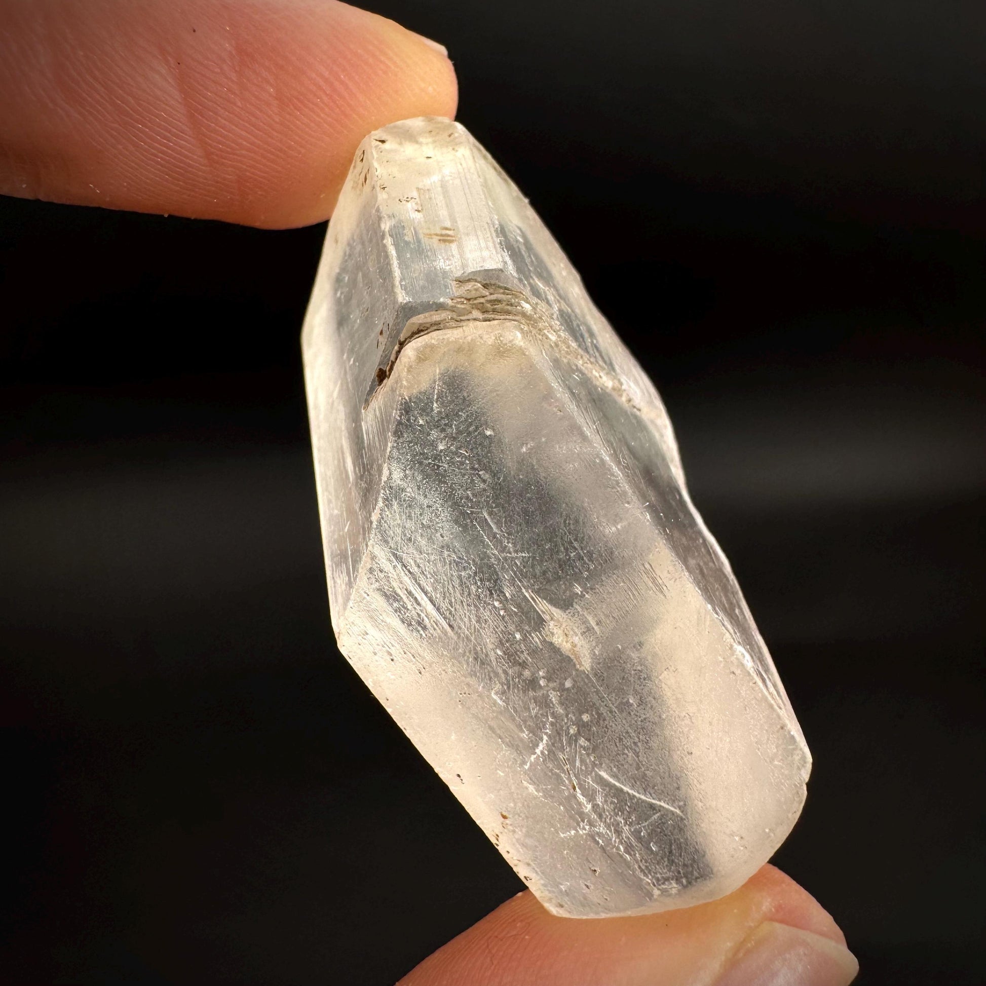 Hourglass Selenite | Phosphorescent UV Reactive Gypsum Crystal from Canada