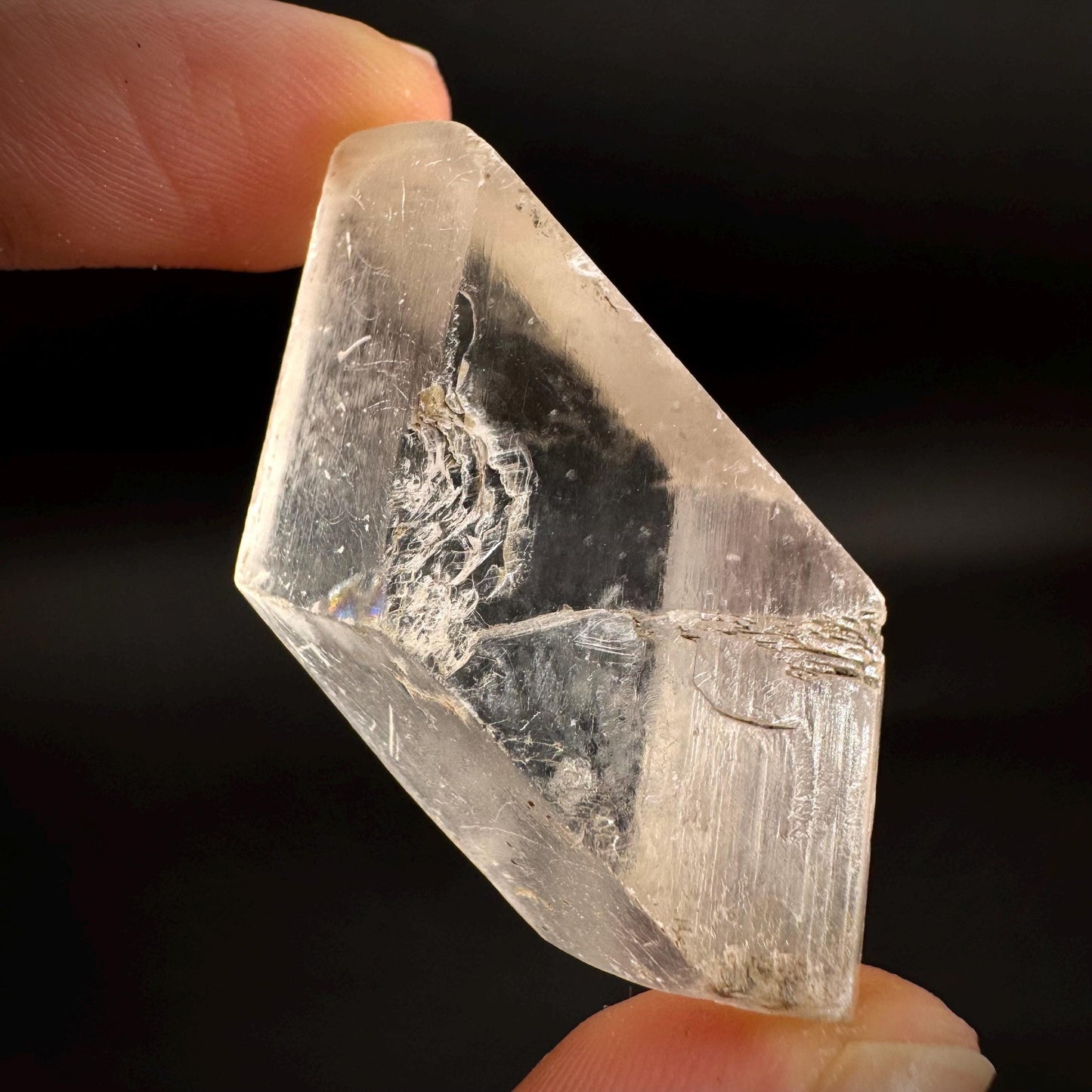 Hourglass Selenite | Phosphorescent UV Reactive Gypsum Crystal from Canada