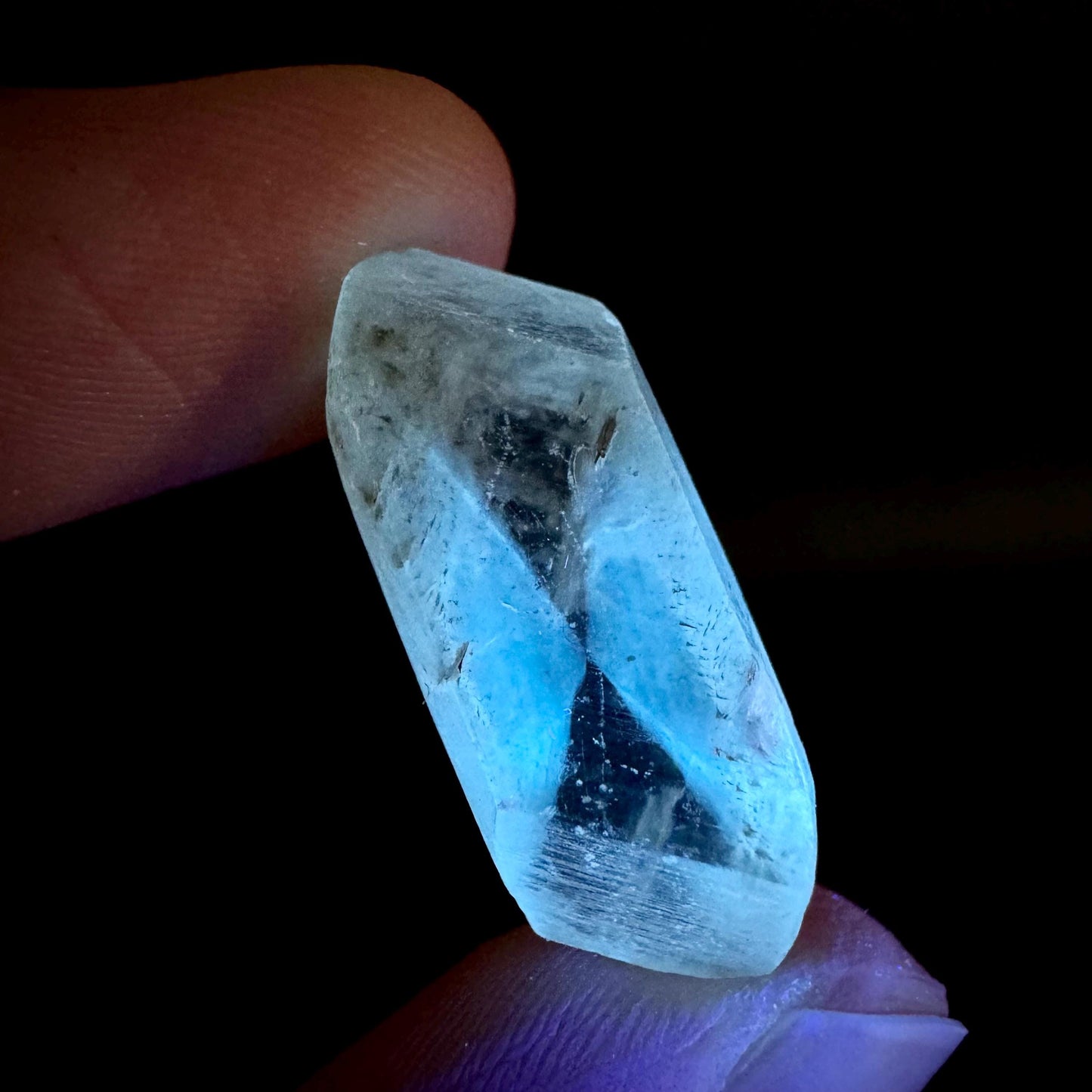 Hourglass Selenite | Phosphorescent UV Reactive Gypsum Crystal from Canada