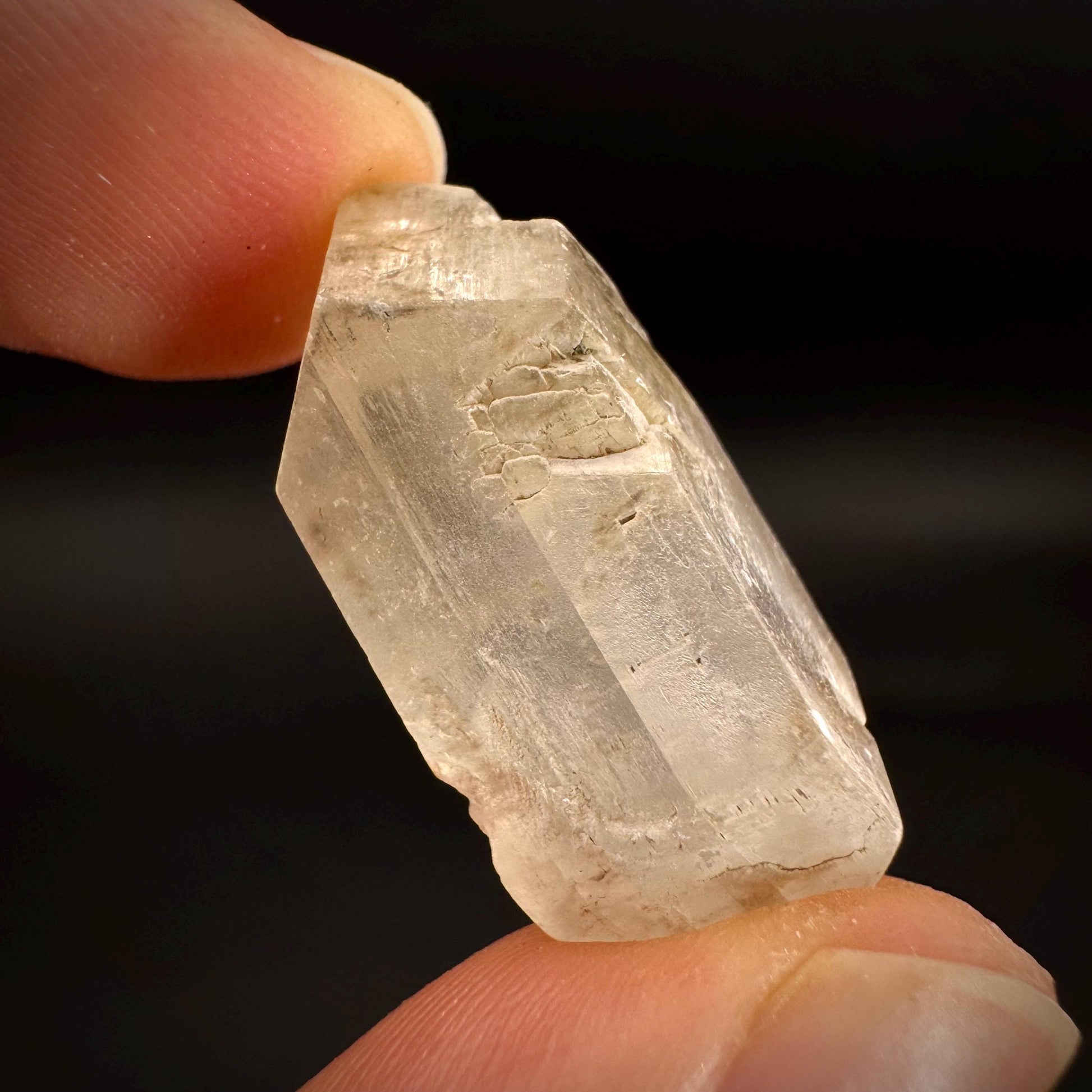 Hourglass Selenite | Phosphorescent UV Reactive Gypsum Crystal from Canada