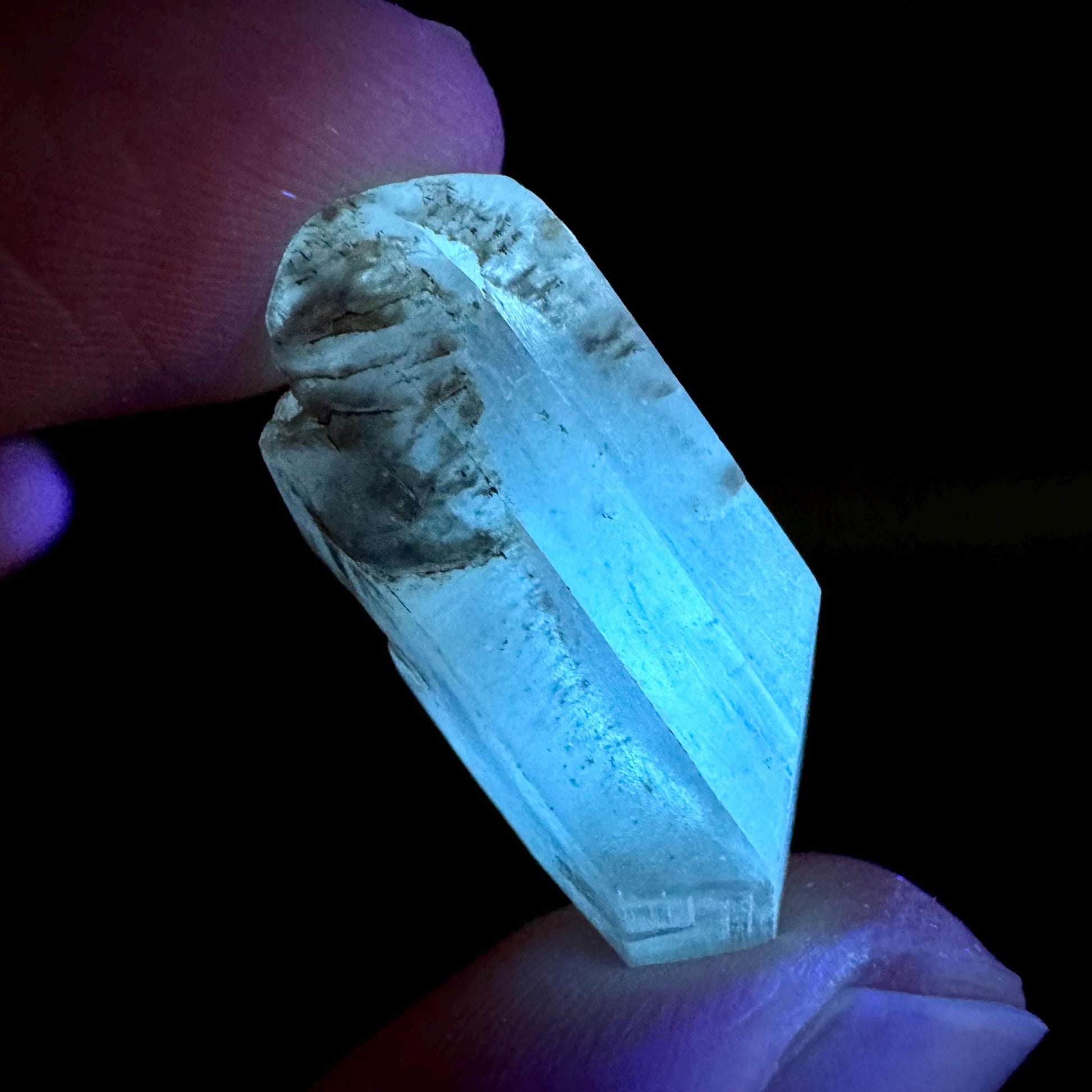 Hourglass Selenite | Phosphorescent UV Reactive Gypsum Crystal from Canada