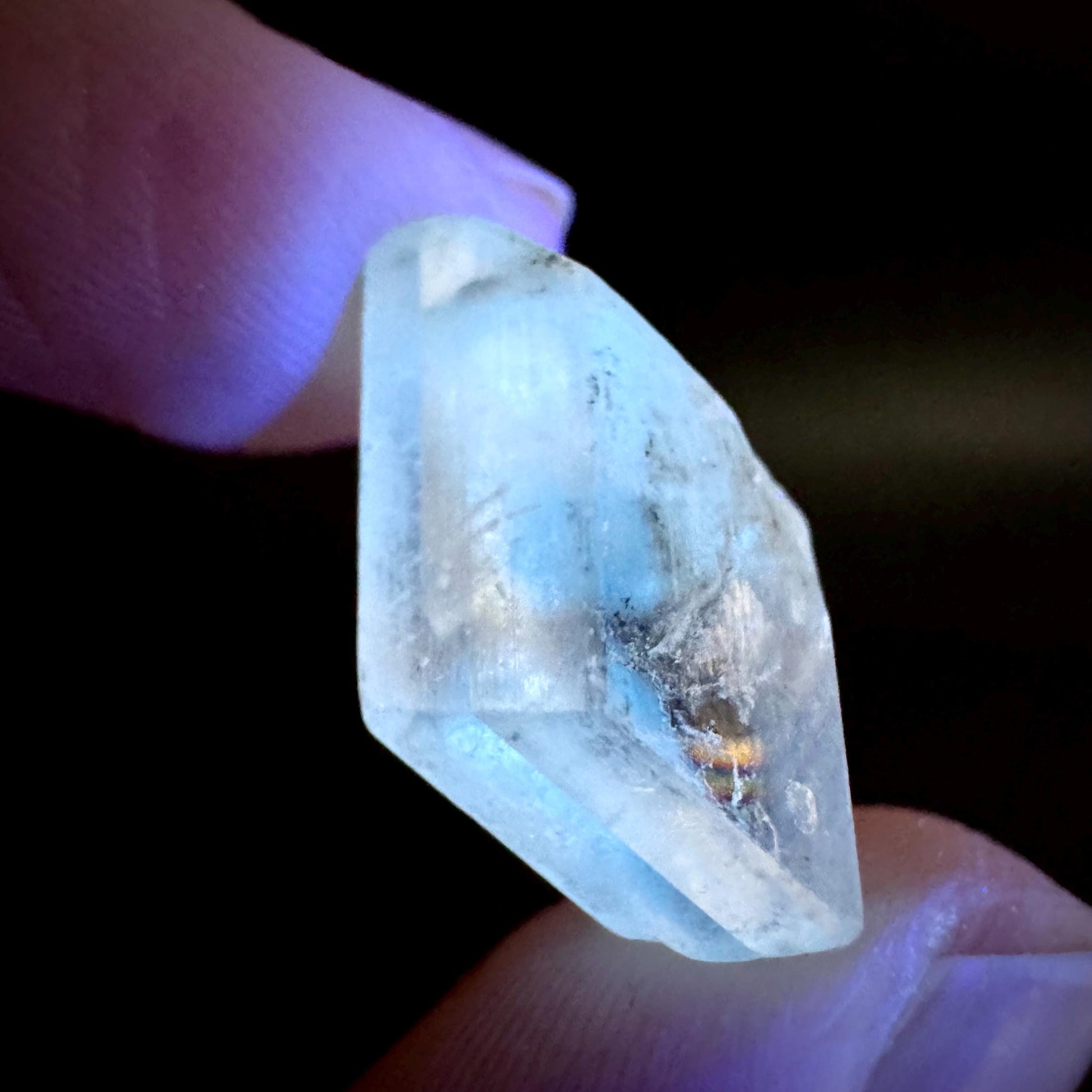 Hourglass Selenite | Phosphorescent UV Reactive Gypsum Crystal from Canada