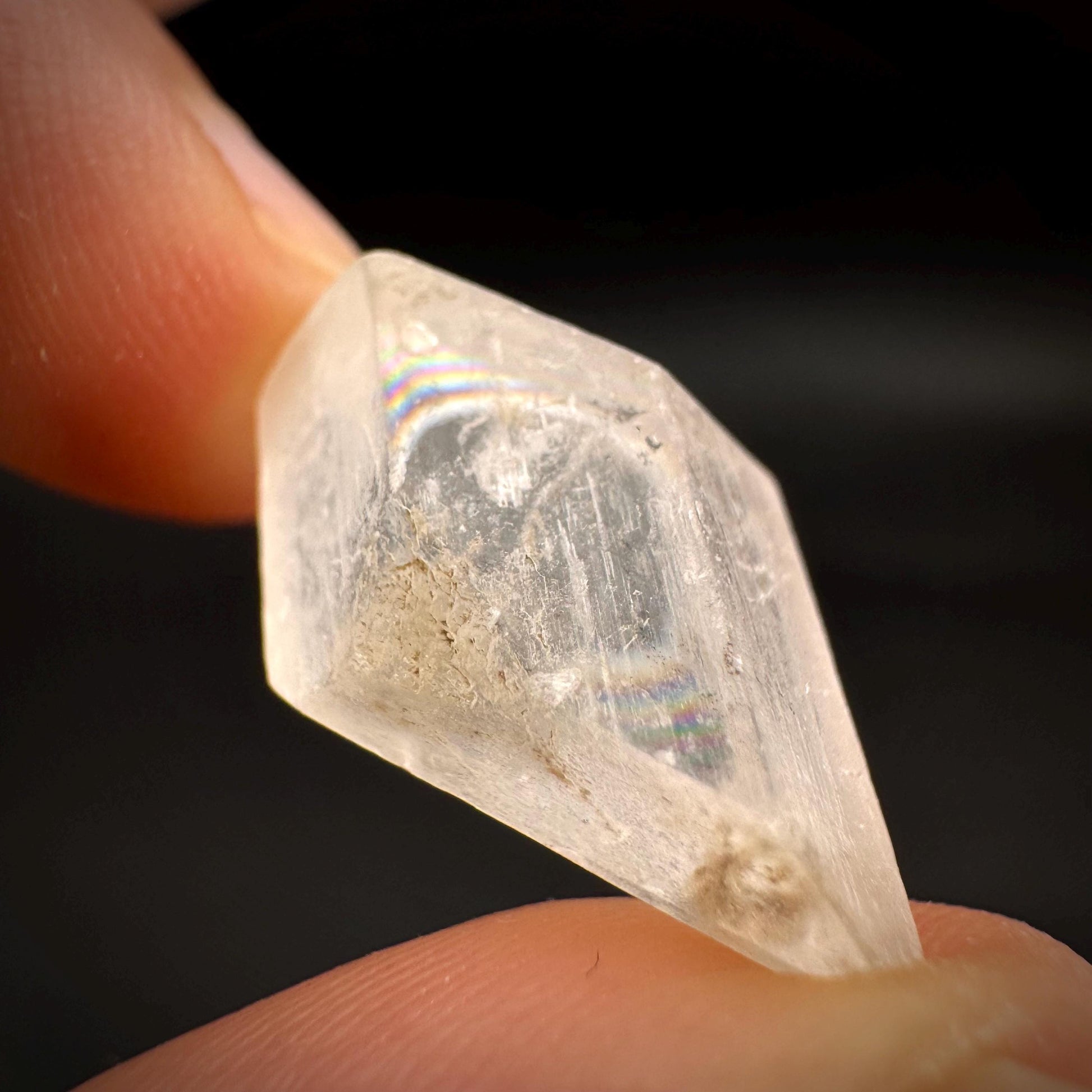Hourglass Selenite | Phosphorescent UV Reactive Gypsum Crystal from Canada