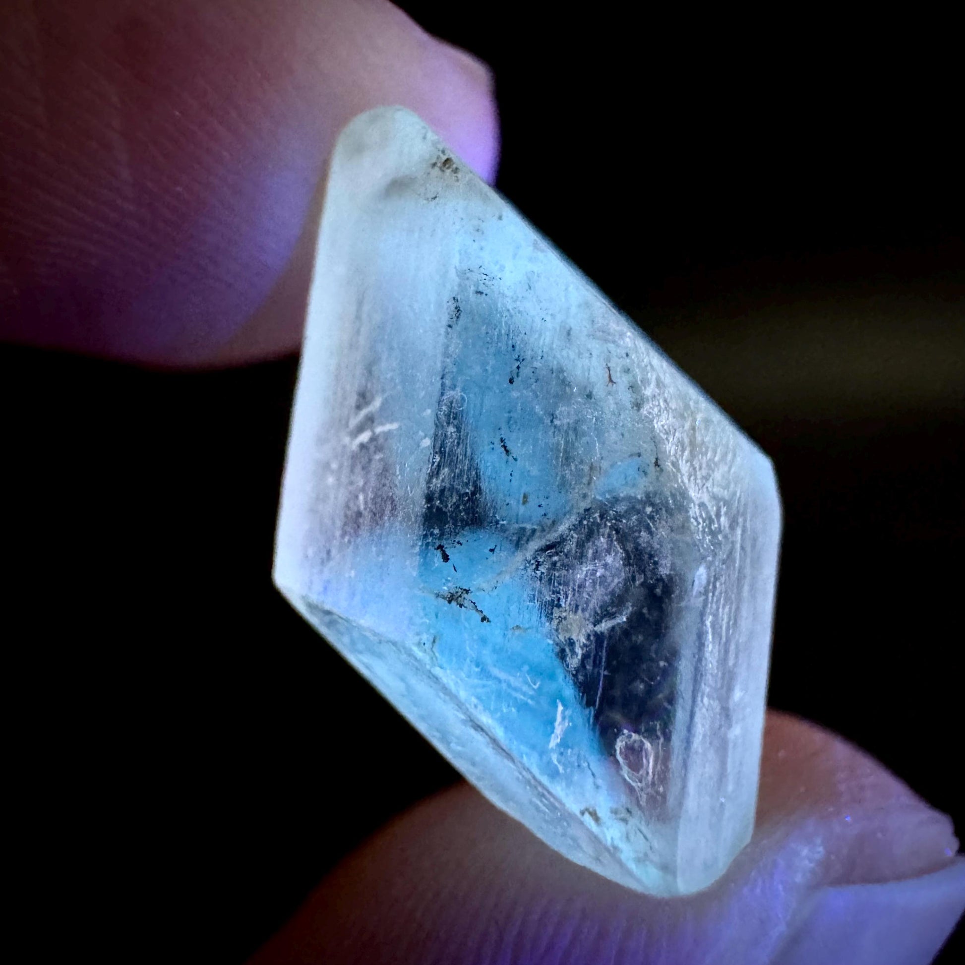 Hourglass Selenite | Phosphorescent UV Reactive Gypsum Crystal from Canada