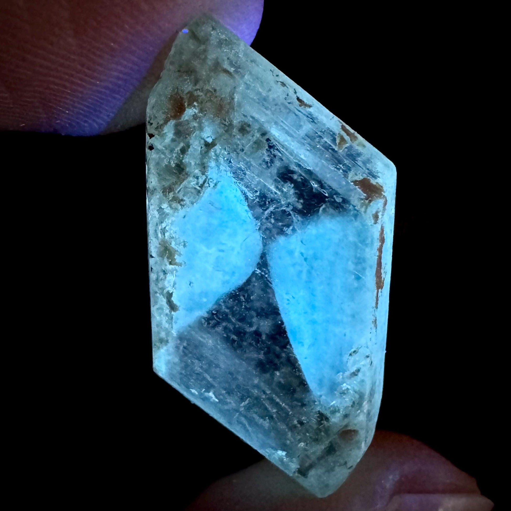 Hourglass Selenite | Phosphorescent UV Reactive Gypsum Crystal from Canada