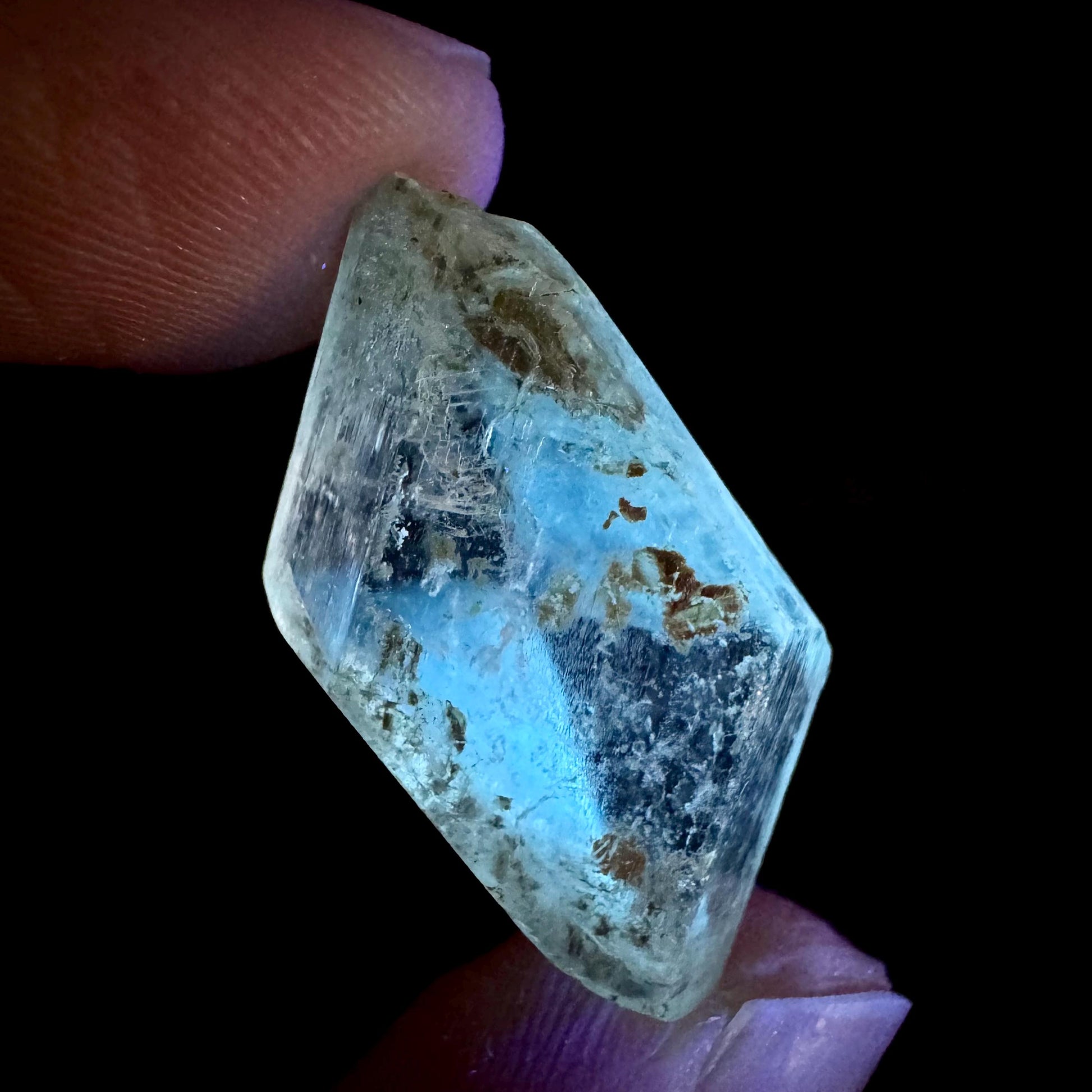 Hourglass Selenite | Phosphorescent UV Reactive Gypsum Crystal from Canada