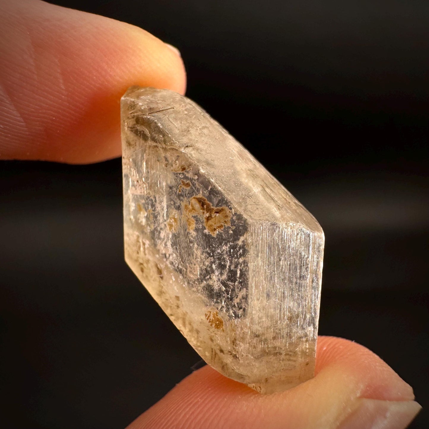 Hourglass Selenite | Phosphorescent UV Reactive Gypsum Crystal from Canada
