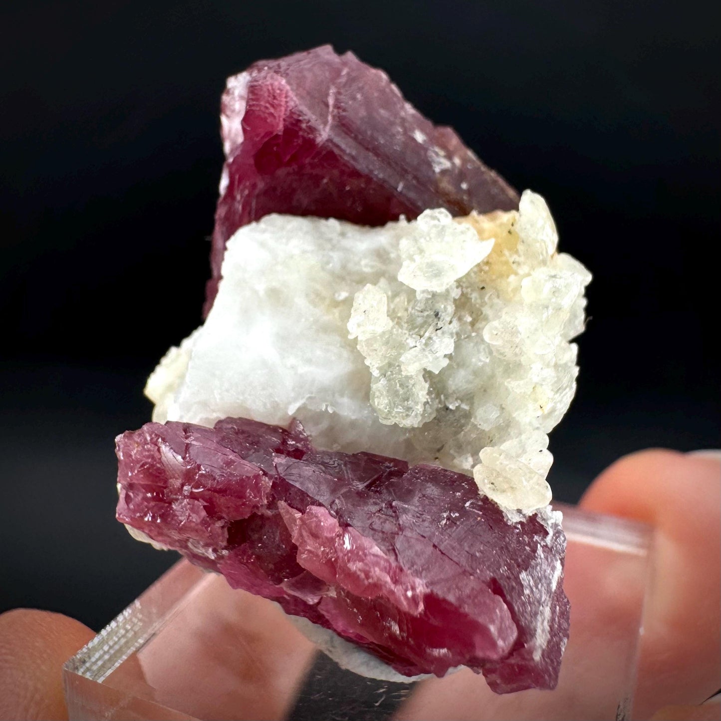 Spinel on Calcite Matrix | Natural red UV reactive crystal, mineral specimen from Afghanistan