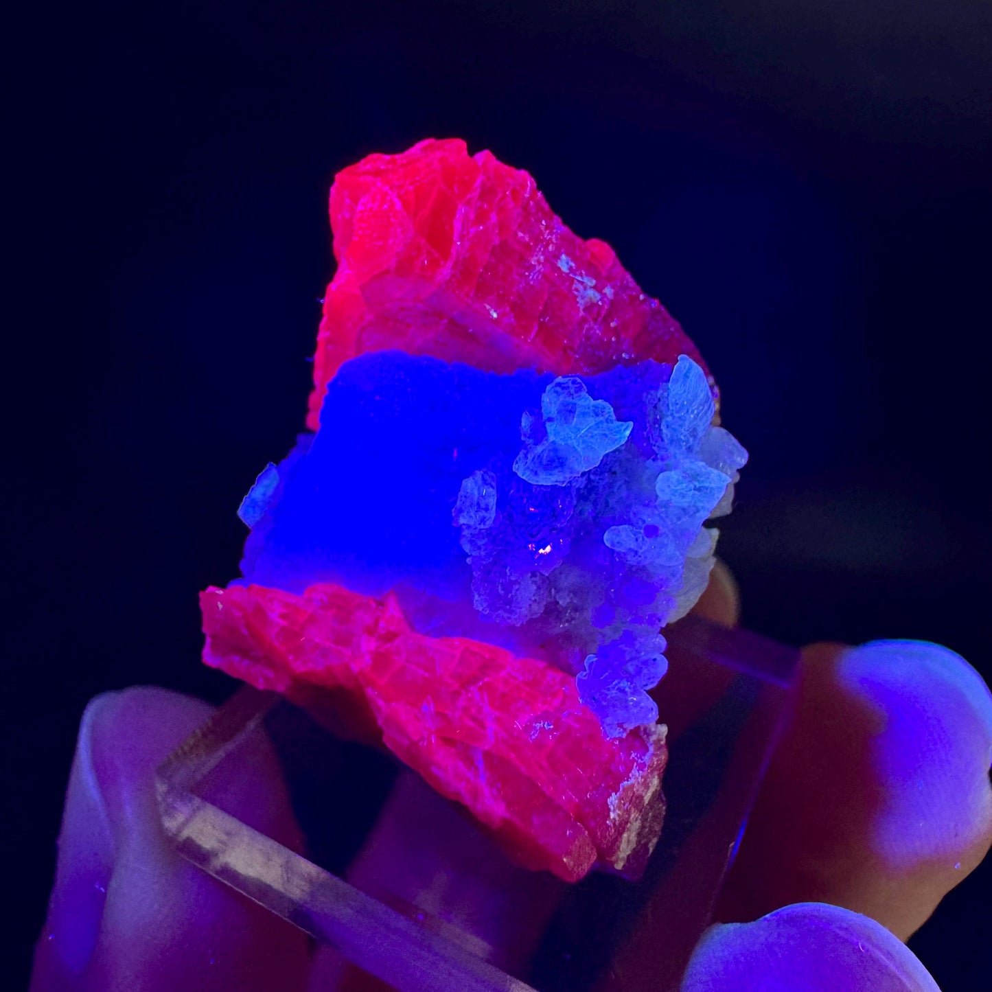 Spinel on Calcite Matrix | Natural red UV reactive crystal, mineral specimen from Afghanistan