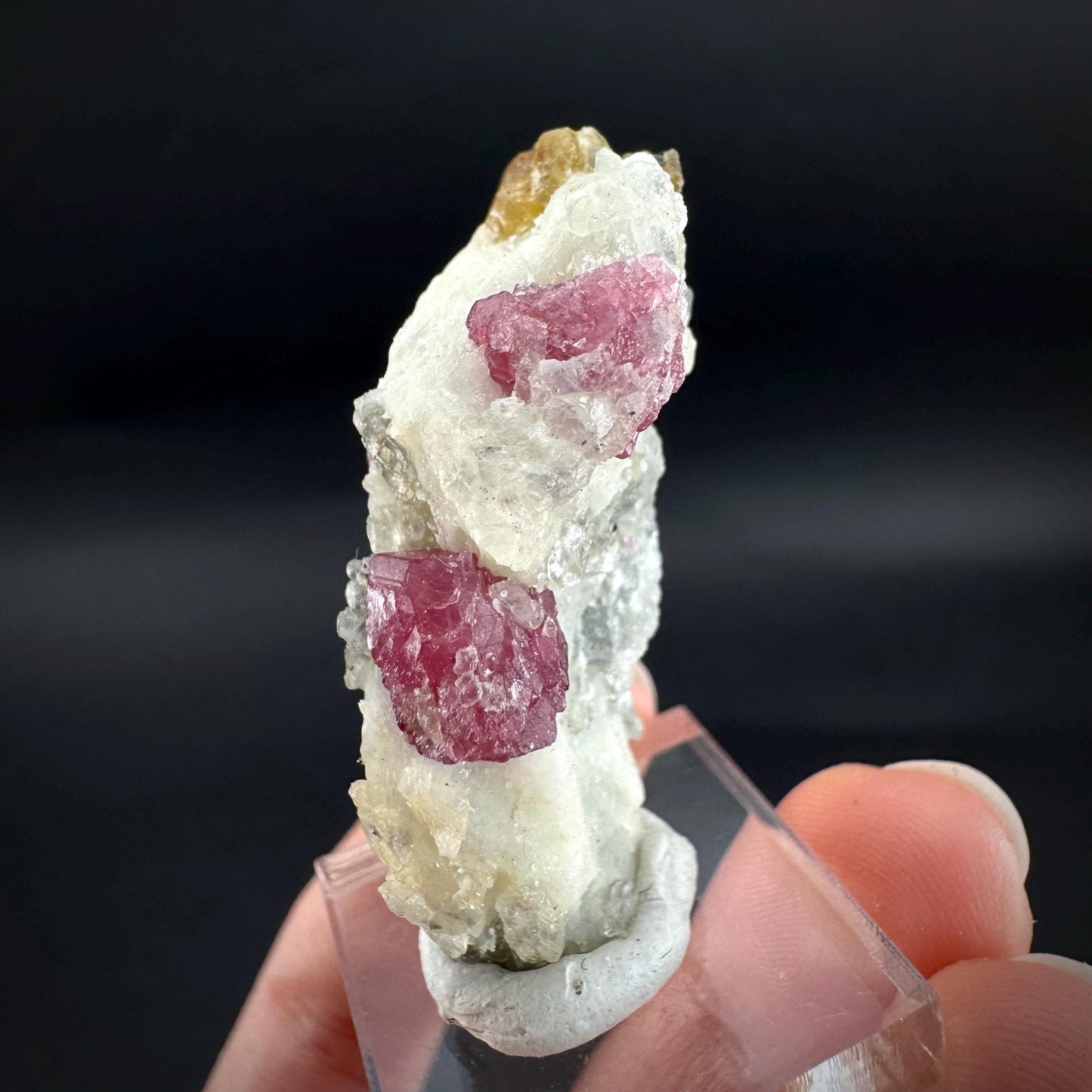 Spinel & Orange Titanite on Calcite Matrix | Natural red UV reactive crystal, mineral specimen from Afghanistan