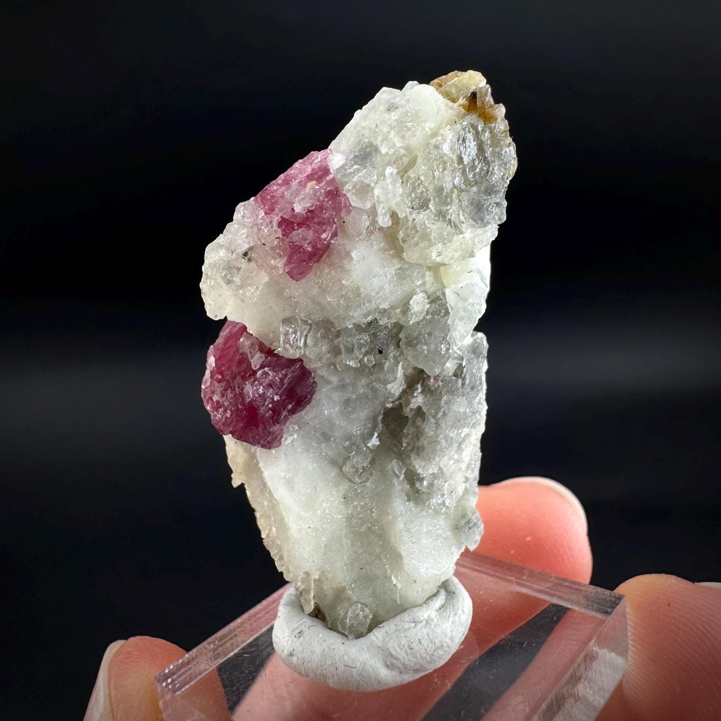 Spinel & Orange Titanite on Calcite Matrix | Natural red UV reactive crystal, mineral specimen from Afghanistan