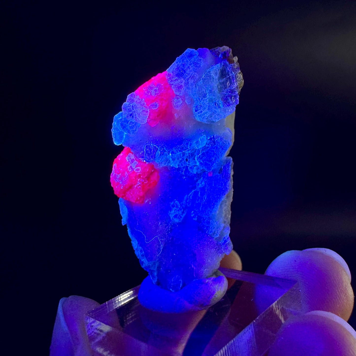 Spinel & Orange Titanite on Calcite Matrix | Natural red UV reactive crystal, mineral specimen from Afghanistan