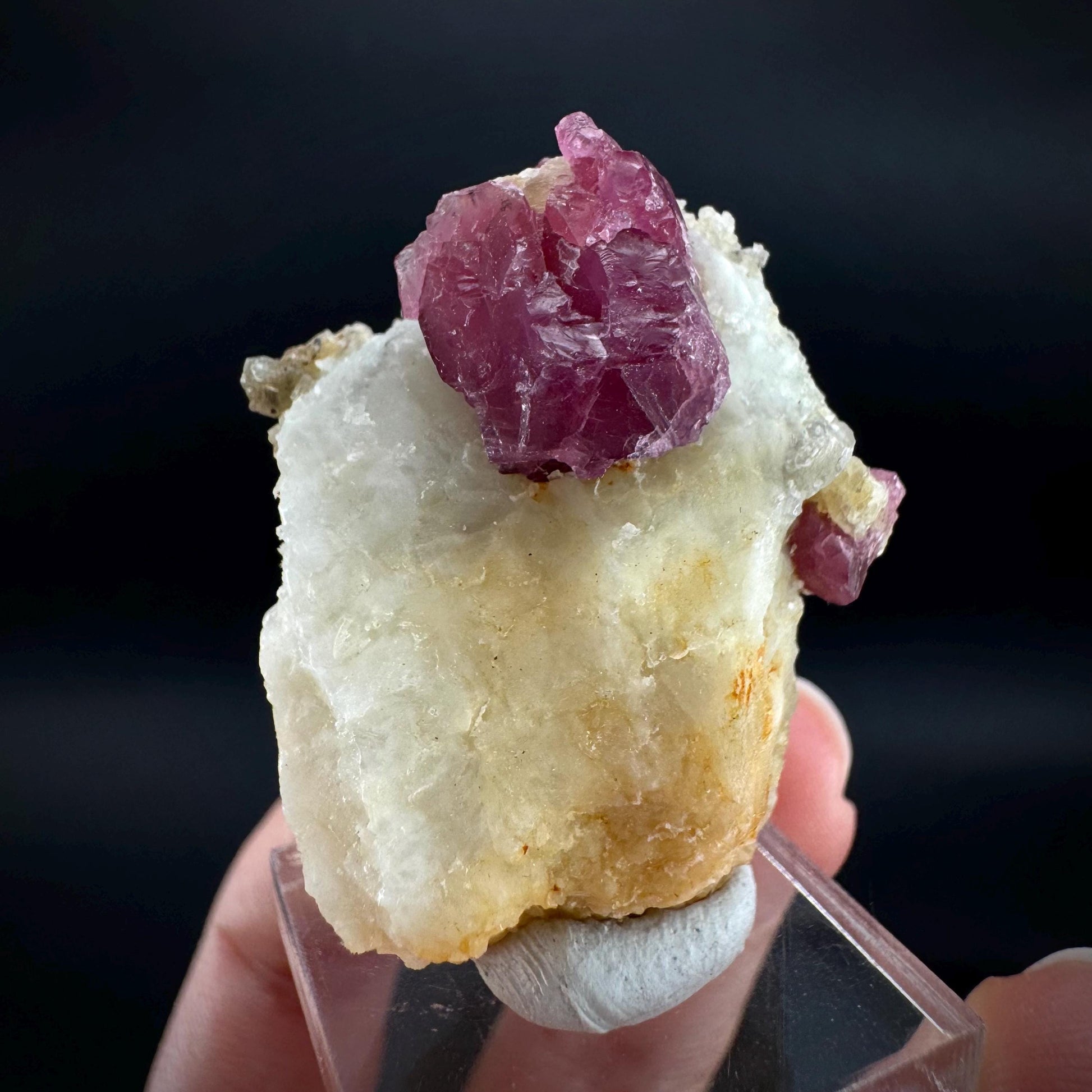 Spinel on Calcite Matrix | Natural red UV reactive crystal, mineral specimen from Afghanistan