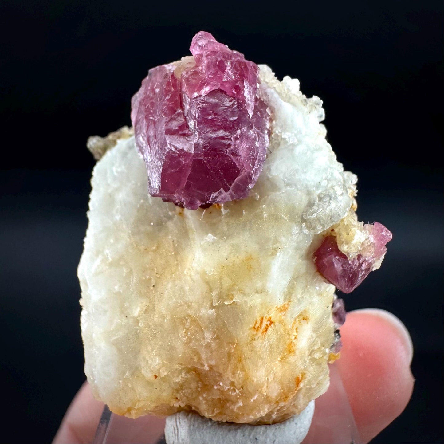 Spinel on Calcite Matrix | Natural red UV reactive crystal, mineral specimen from Afghanistan