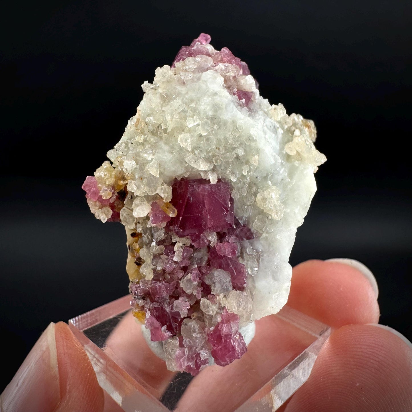 Spinel on Calcite Matrix | Natural red UV reactive crystal, mineral specimen from Afghanistan