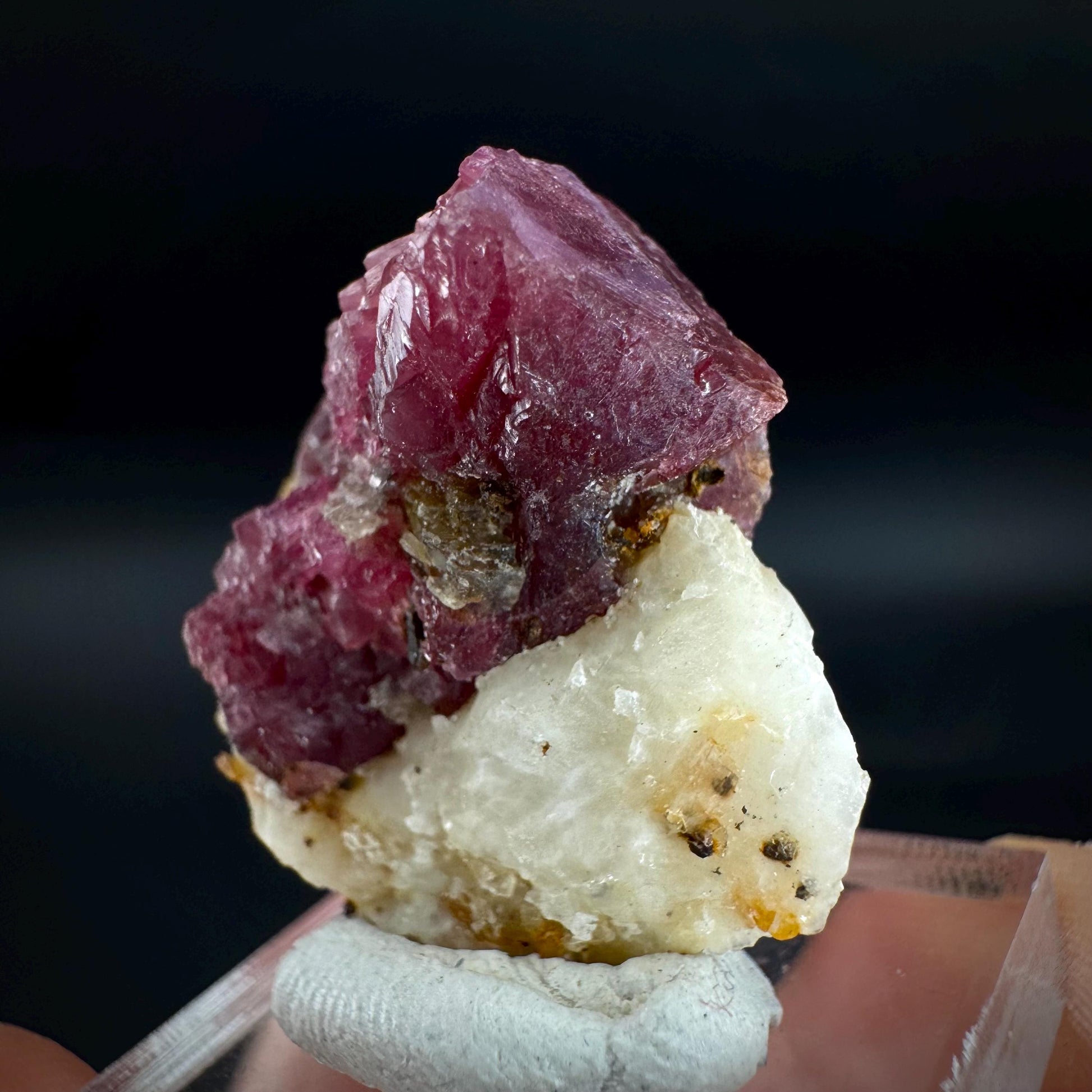 Spinel on Calcite Matrix | Natural red UV reactive crystal, mineral specimen from Afghanistan