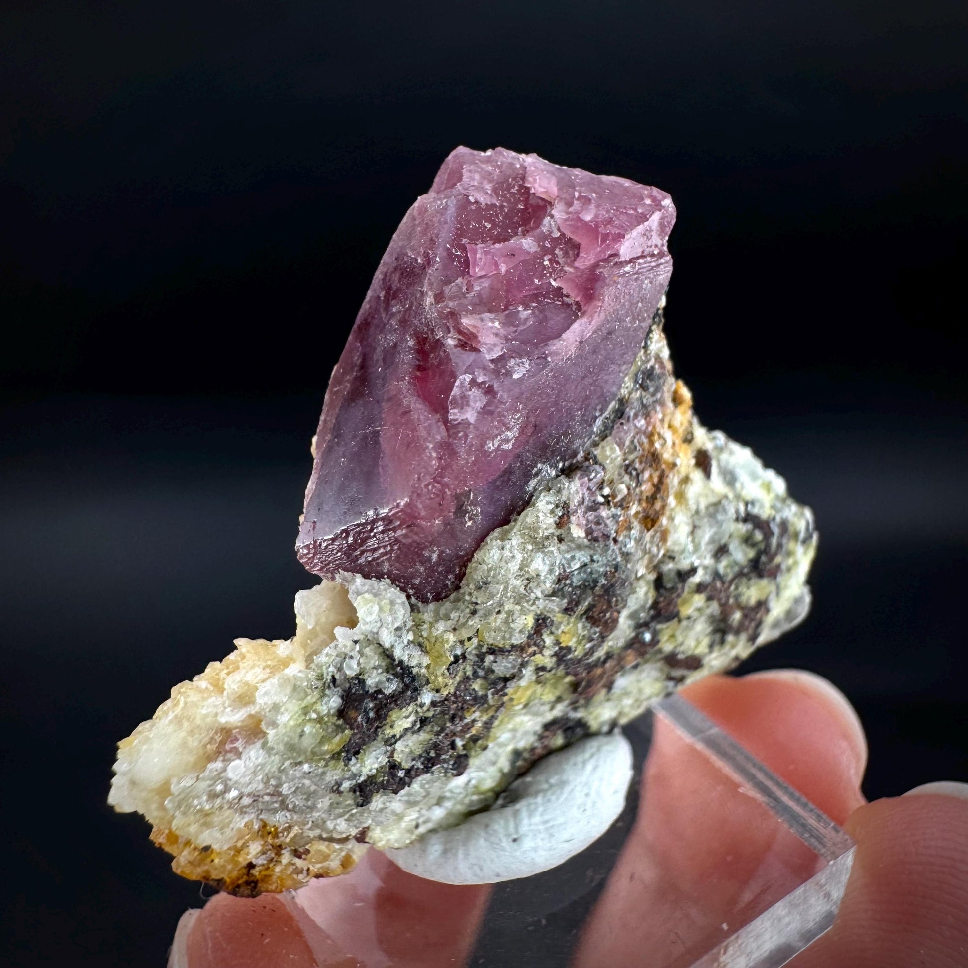Spinel on Calcite Matrix | Natural red UV reactive crystal, mineral specimen from Afghanistan