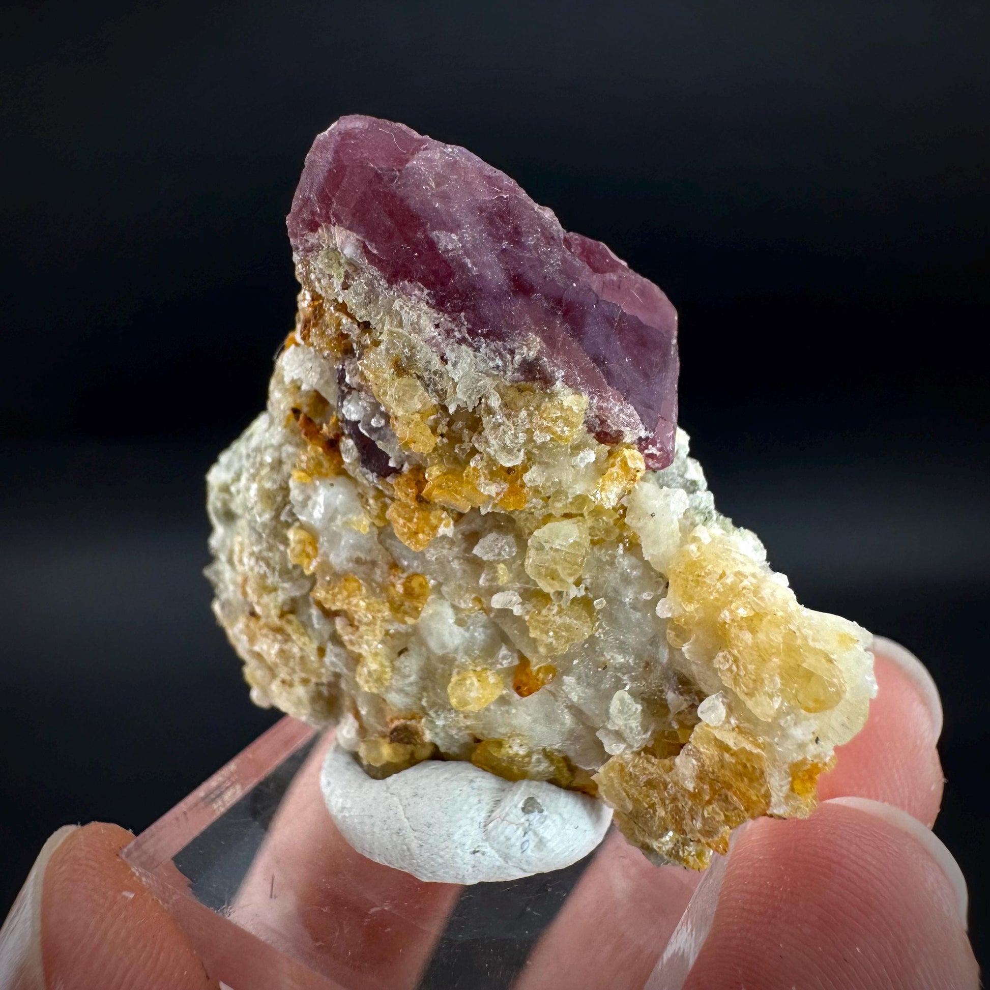 Spinel on Calcite Matrix | Natural red UV reactive crystal, mineral specimen from Afghanistan