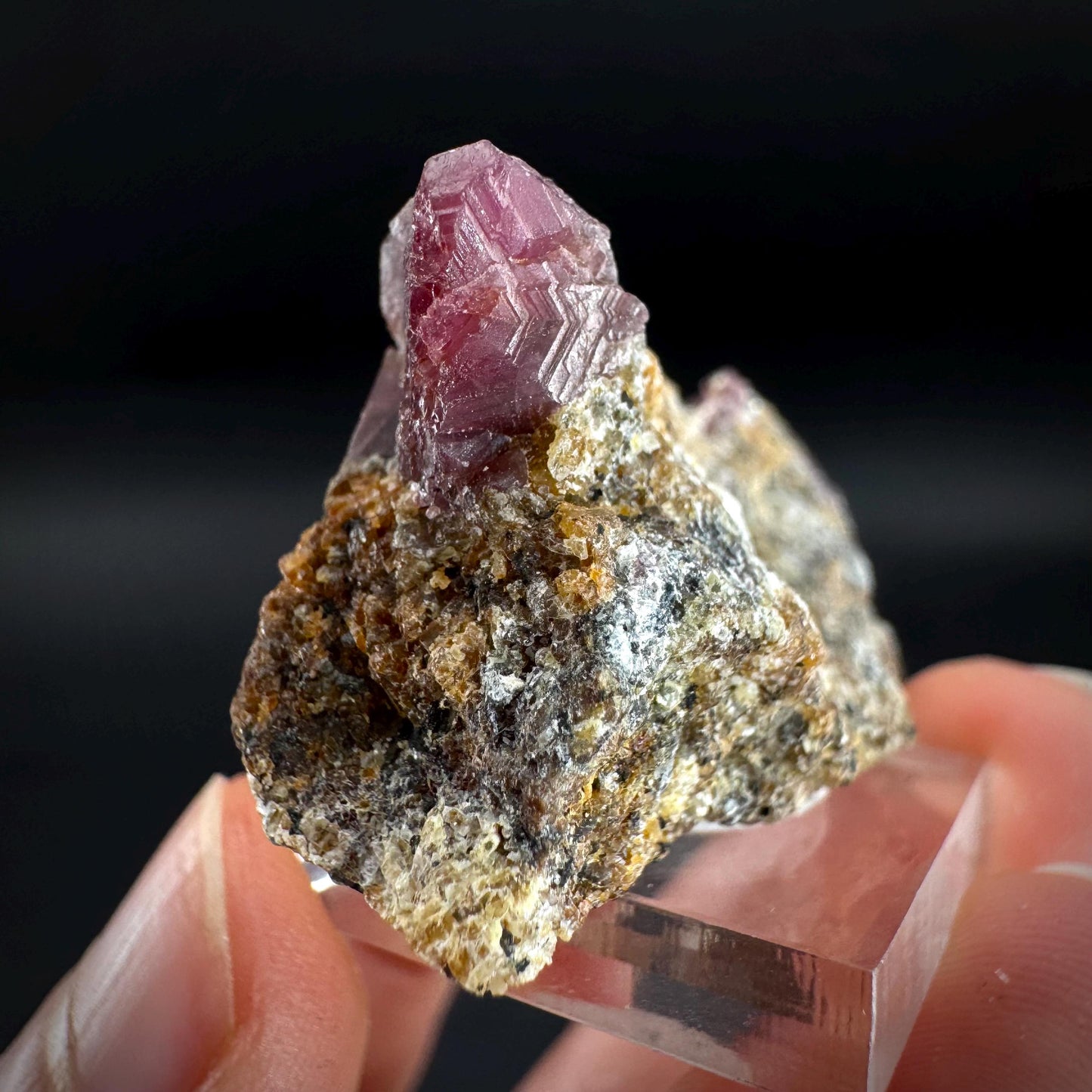 Spinel on Calcite Matrix | Natural red UV reactive crystal, mineral specimen from Afghanistan