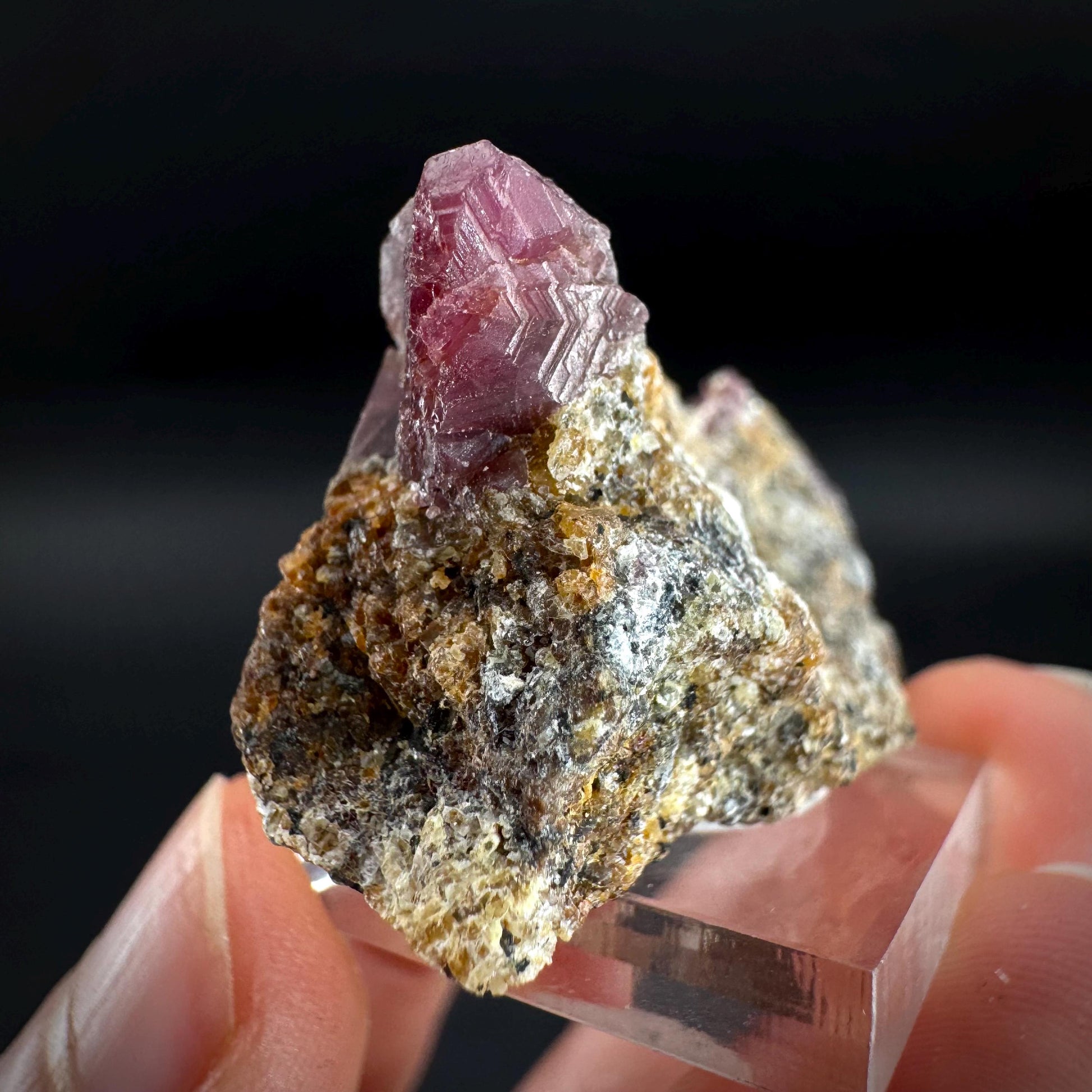 Spinel on Calcite Matrix | Natural red UV reactive crystal, mineral specimen from Afghanistan