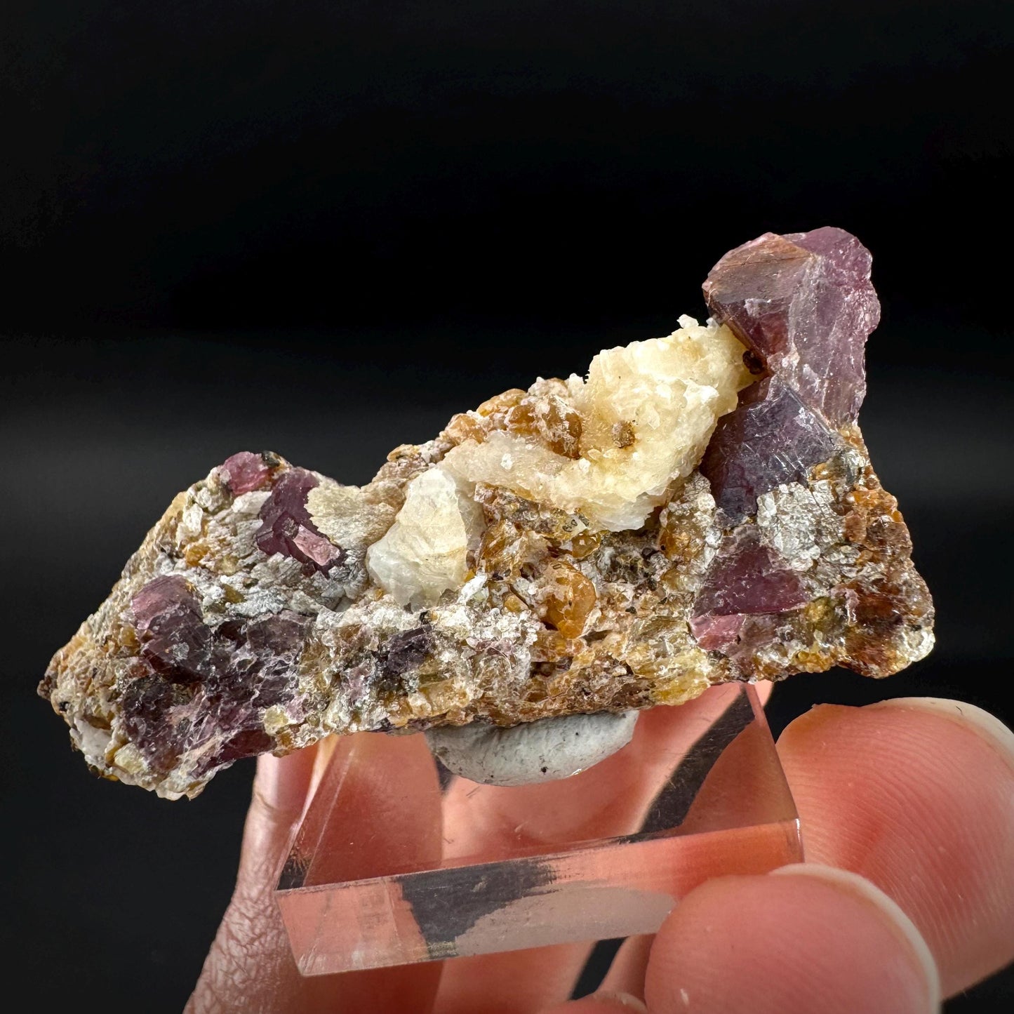 Spinel on Calcite Matrix | Natural red UV reactive crystal, mineral specimen from Afghanistan