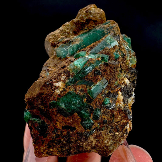Emerald on Matrix | natural green crystal cluster, raw mineral specimen (Pakistan)