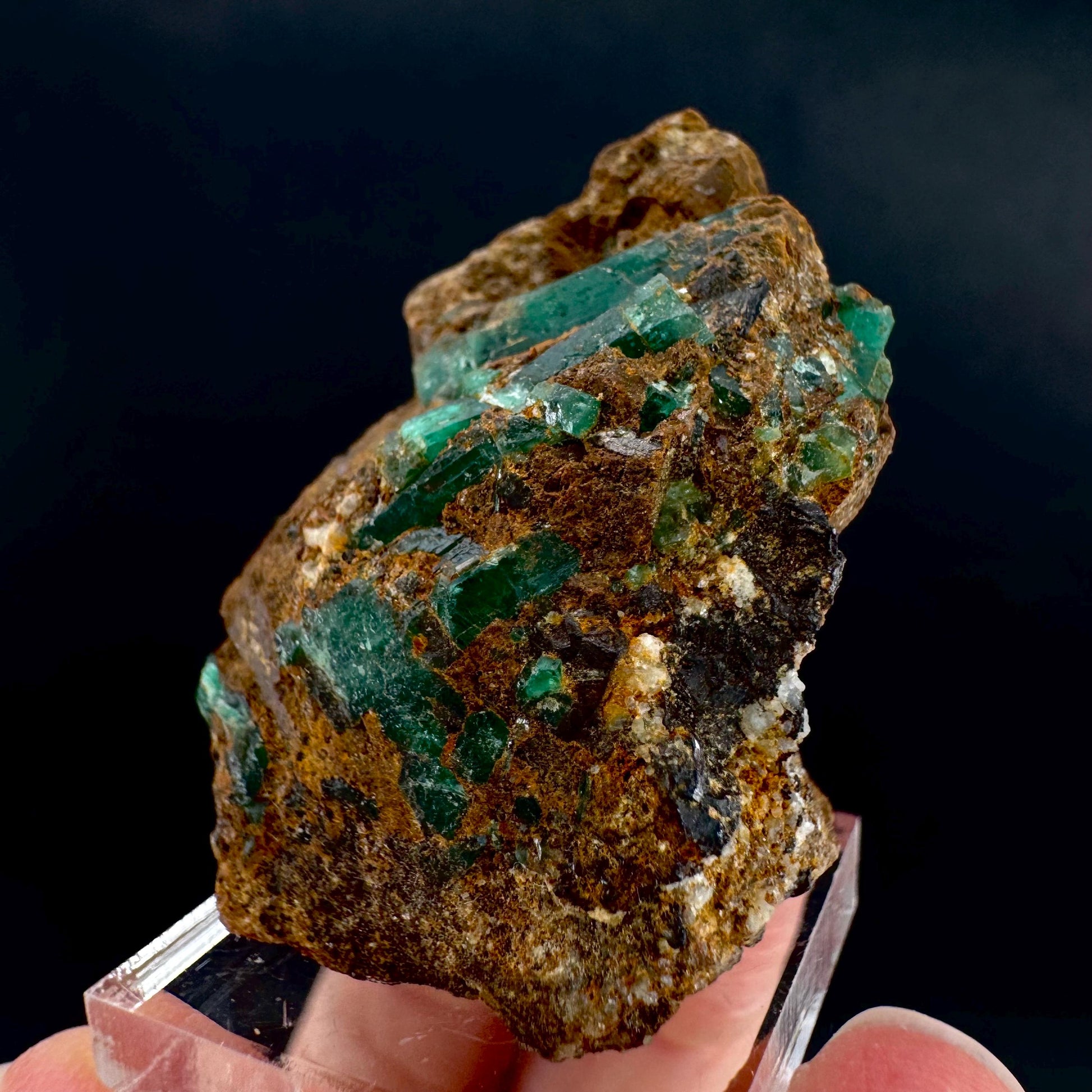 Emerald on Matrix | natural green crystal cluster, raw mineral specimen (Pakistan)