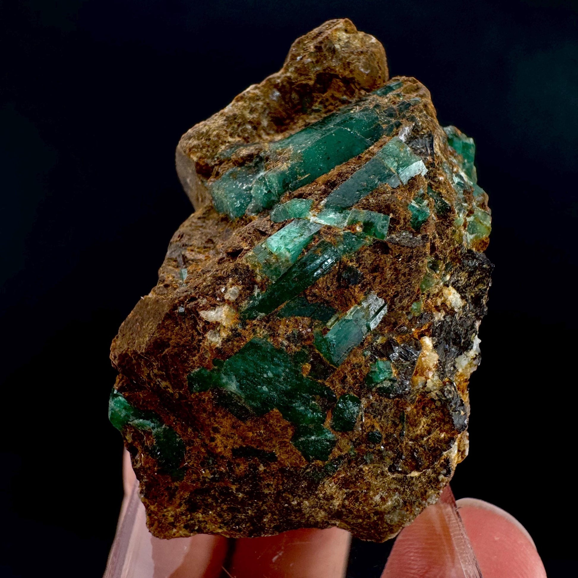 Emerald on Matrix | natural green crystal cluster, raw mineral specimen (Pakistan)