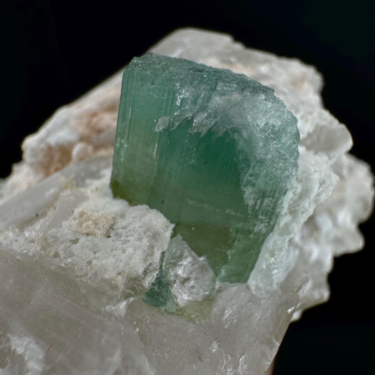 Tourmaline on Quartz | Natural Green Crystal, Mineral Specimen from Pakistan