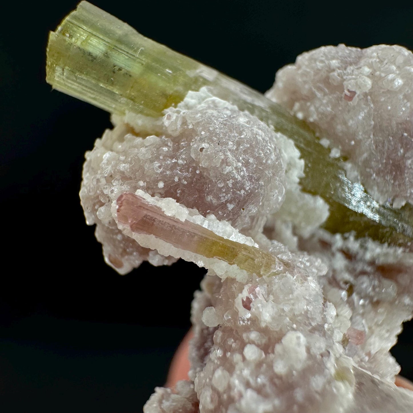 Tourmaline with Lepidolite & Quartz | Natural Green Crystal, Mineral Specimen from Pakistan