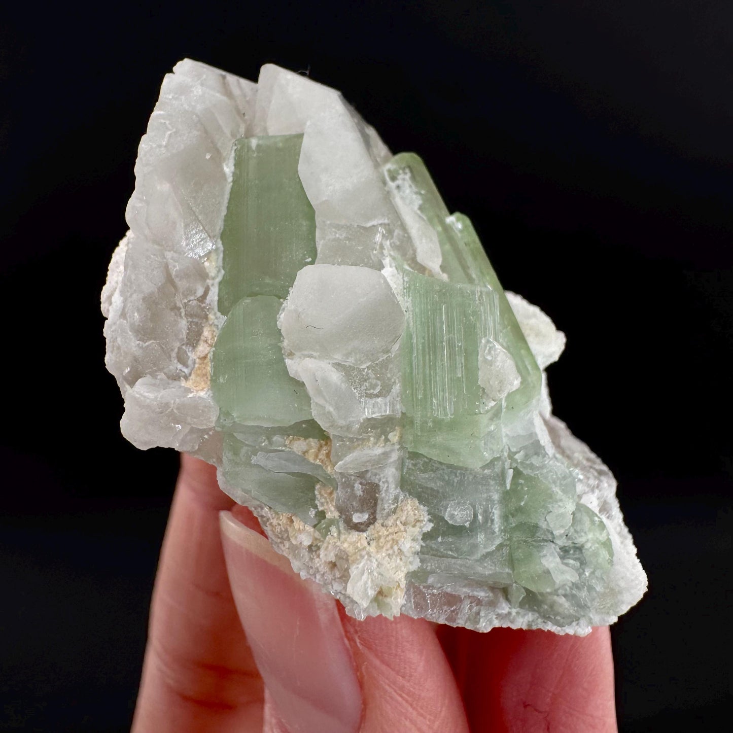 Tourmaline on Quartz | Natural Green Crystal, Mineral Specimen from Pakistan