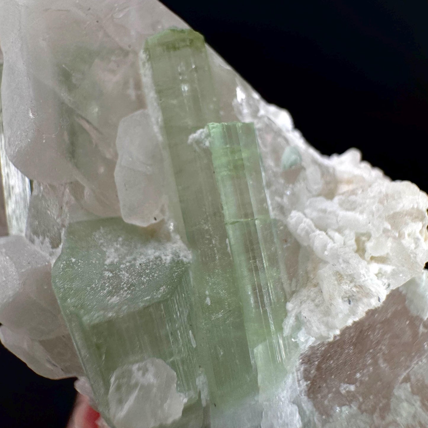 Tourmaline on Quartz | Natural Green Crystal, Mineral Specimen from Pakistan