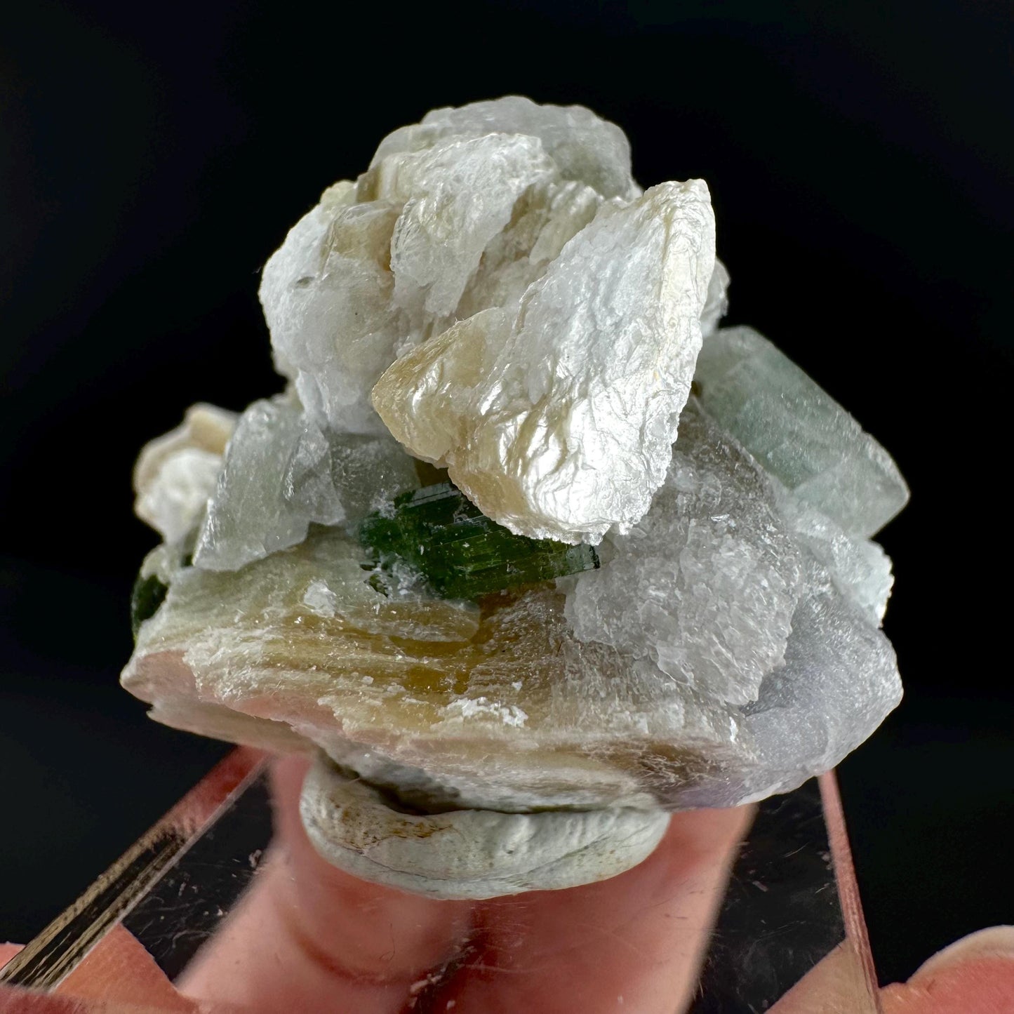 Tourmaline with Fluorapatite & Muscovite | Green Crystal, Mineral Specimen from Pakistan
