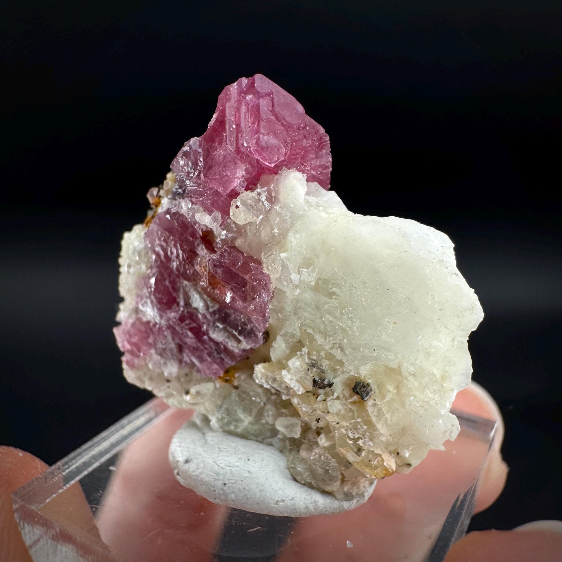 Spinel on Calcite Matrix | Natural red UV reactive crystal, mineral specimen from Afghanistan