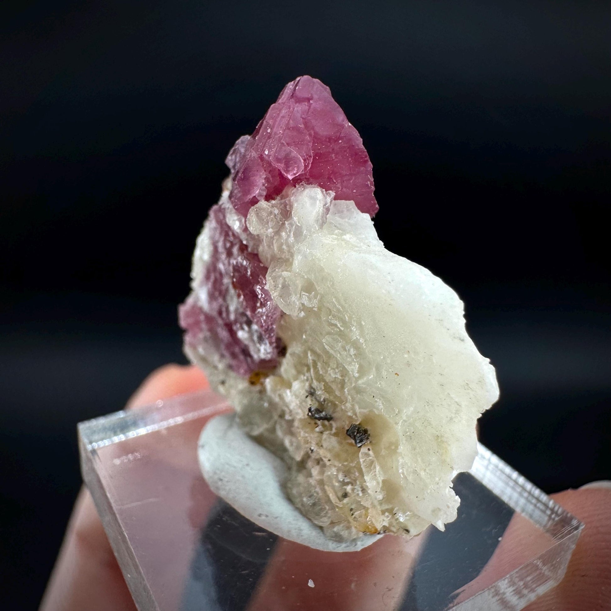 Spinel on Calcite Matrix | Natural red UV reactive crystal, mineral specimen from Afghanistan