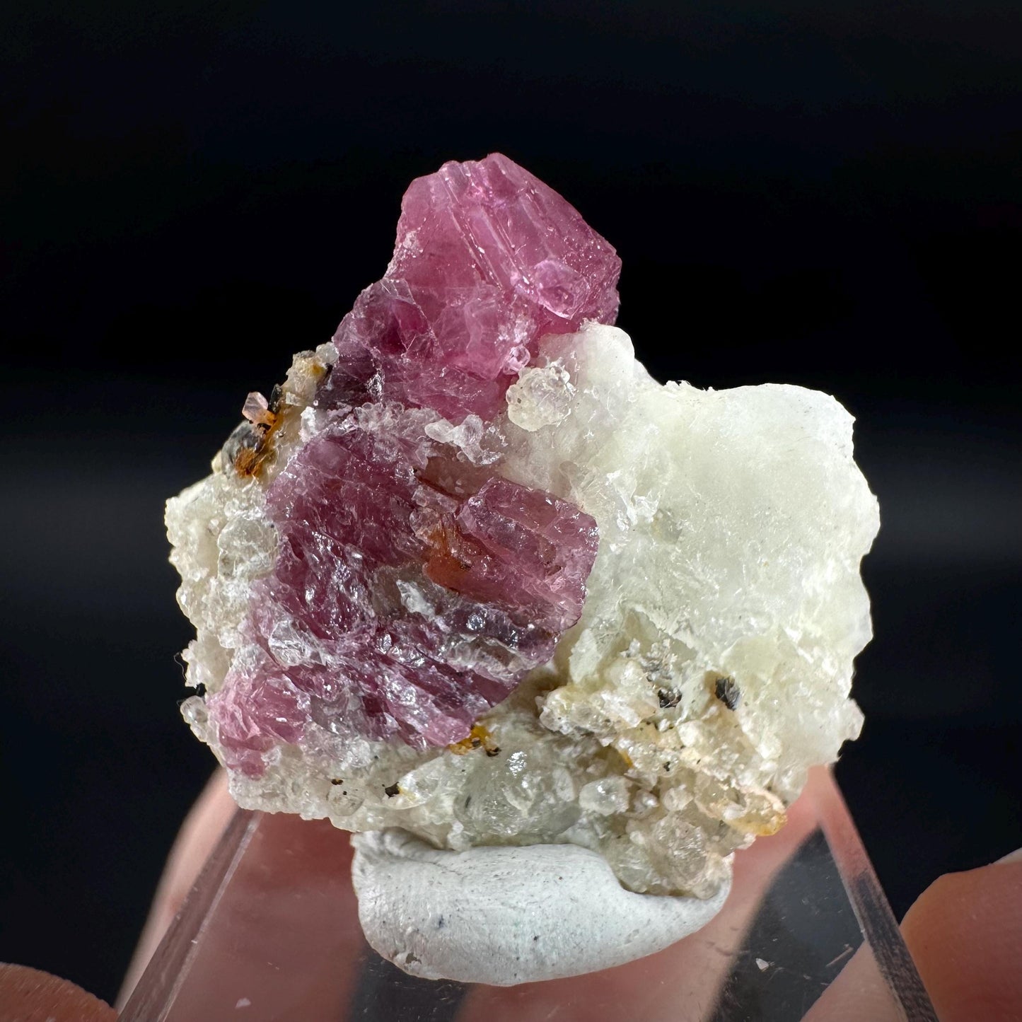 Spinel on Calcite Matrix | Natural red UV reactive crystal, mineral specimen from Afghanistan