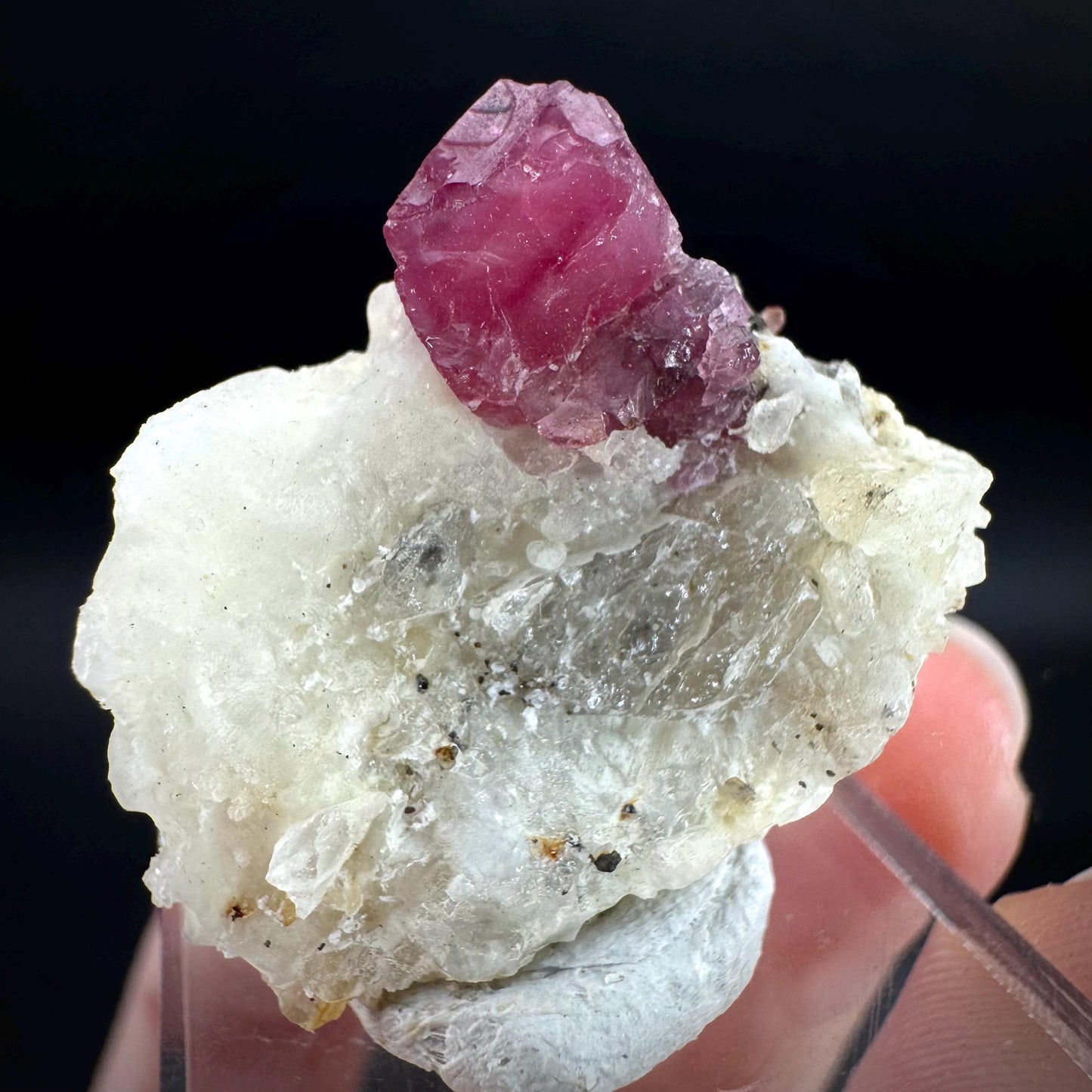 Spinel on Calcite Matrix | Natural red UV reactive crystal, mineral specimen from Afghanistan