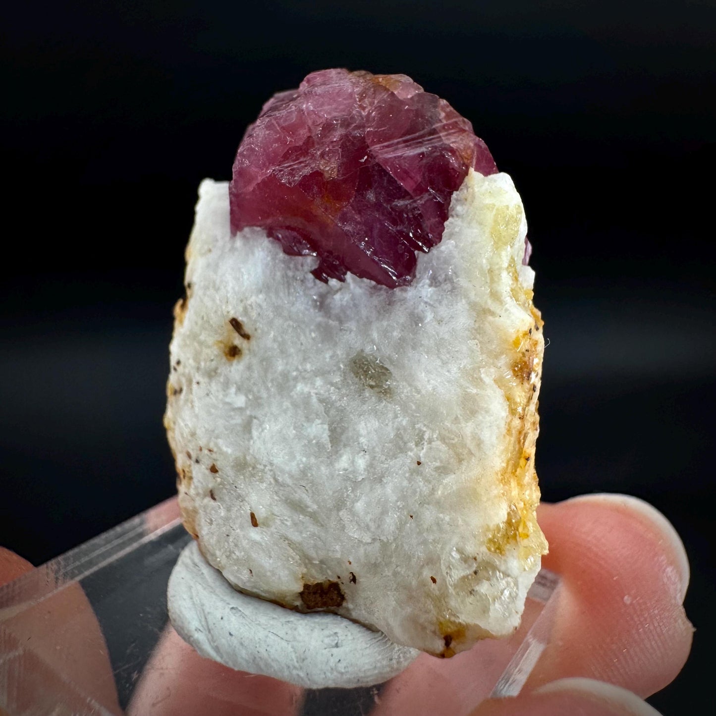 Spinel on Calcite Matrix | Natural red UV reactive crystal, mineral specimen from Afghanistan